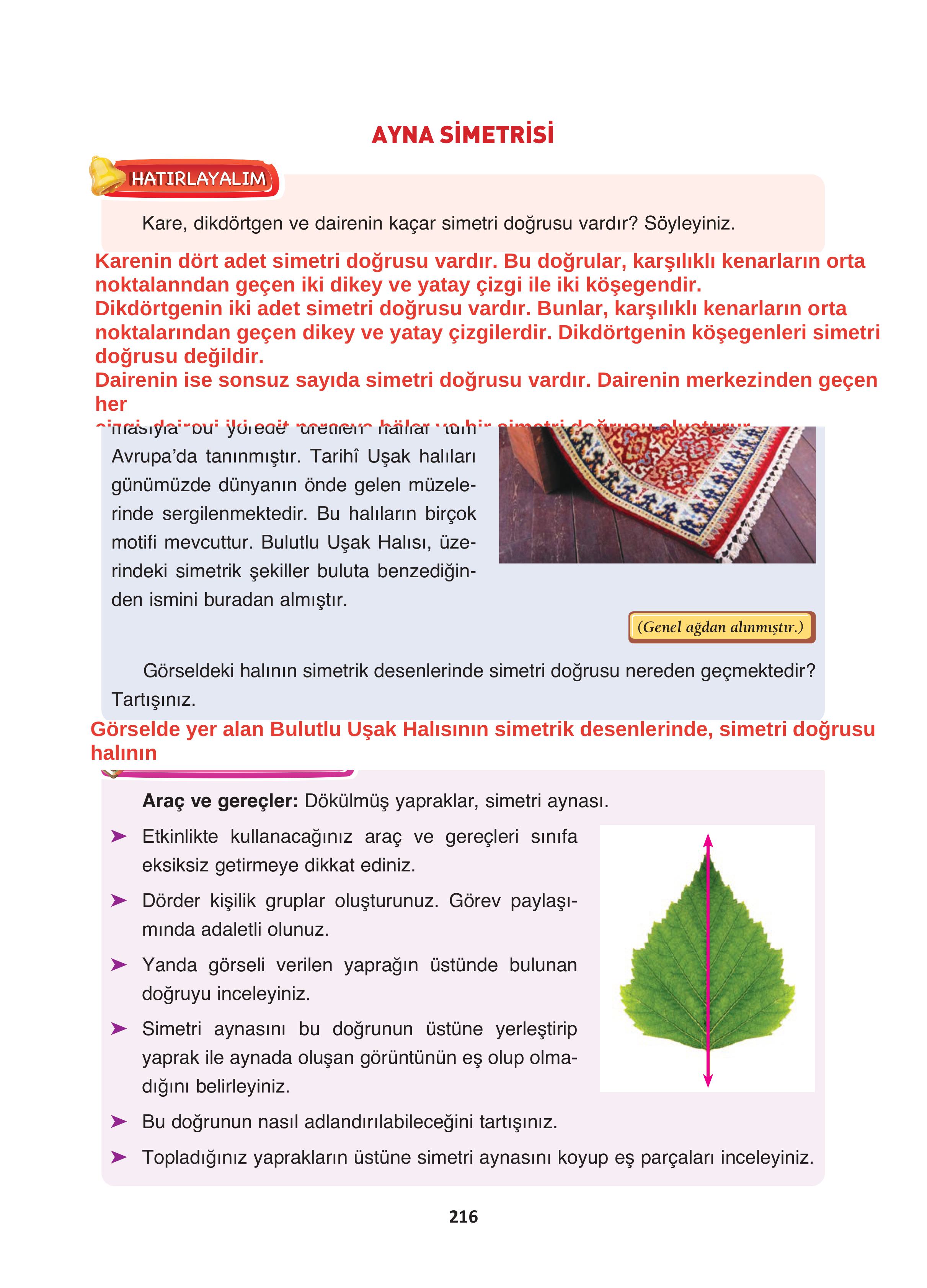 4. Sınıf Fersa Yayınları Matematik Ders Kitabı Sayfa 216 Cevapları