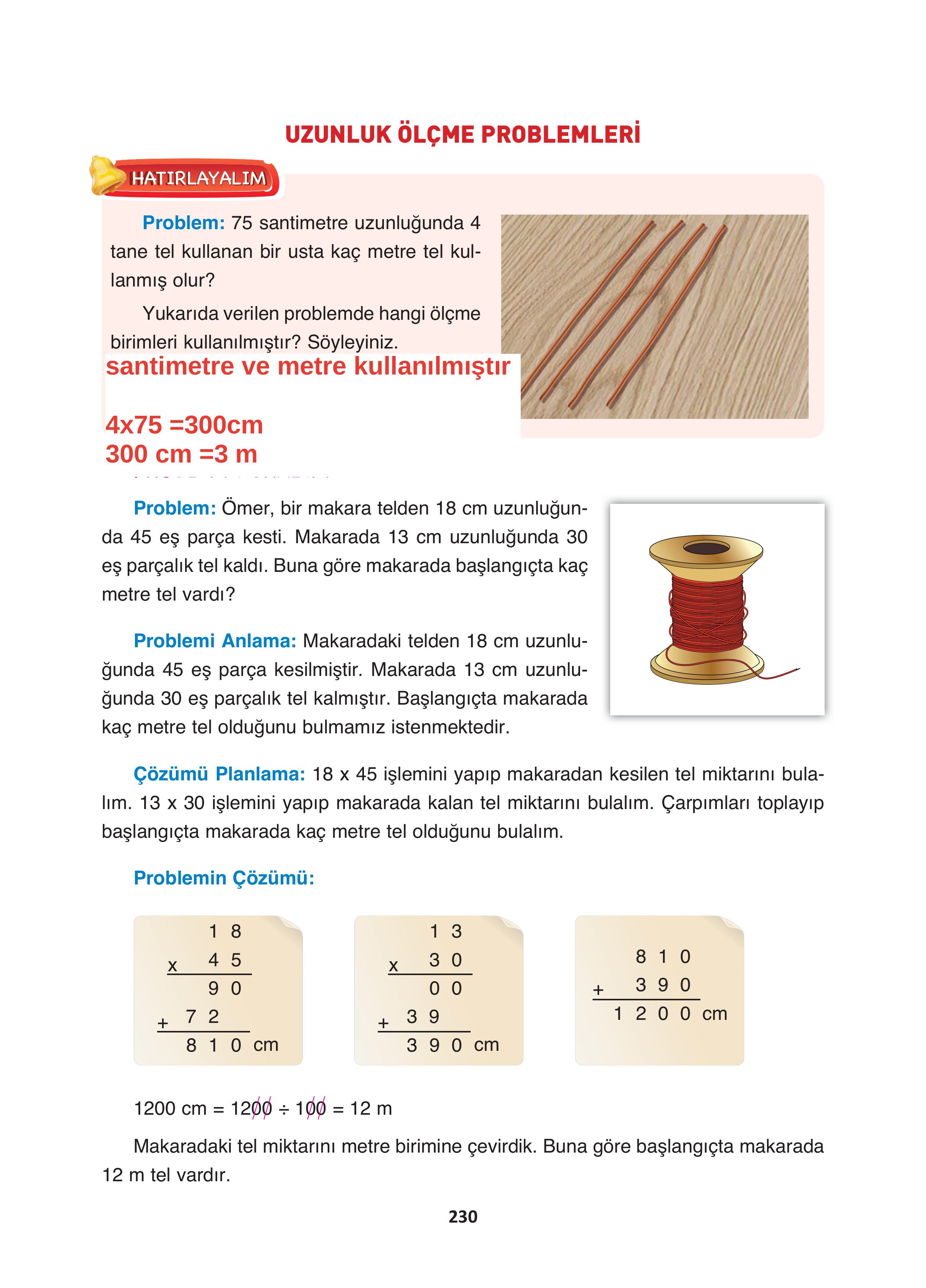4. Sınıf Fersa Yayınları Matematik Ders Kitabı Sayfa 230 Cevapları