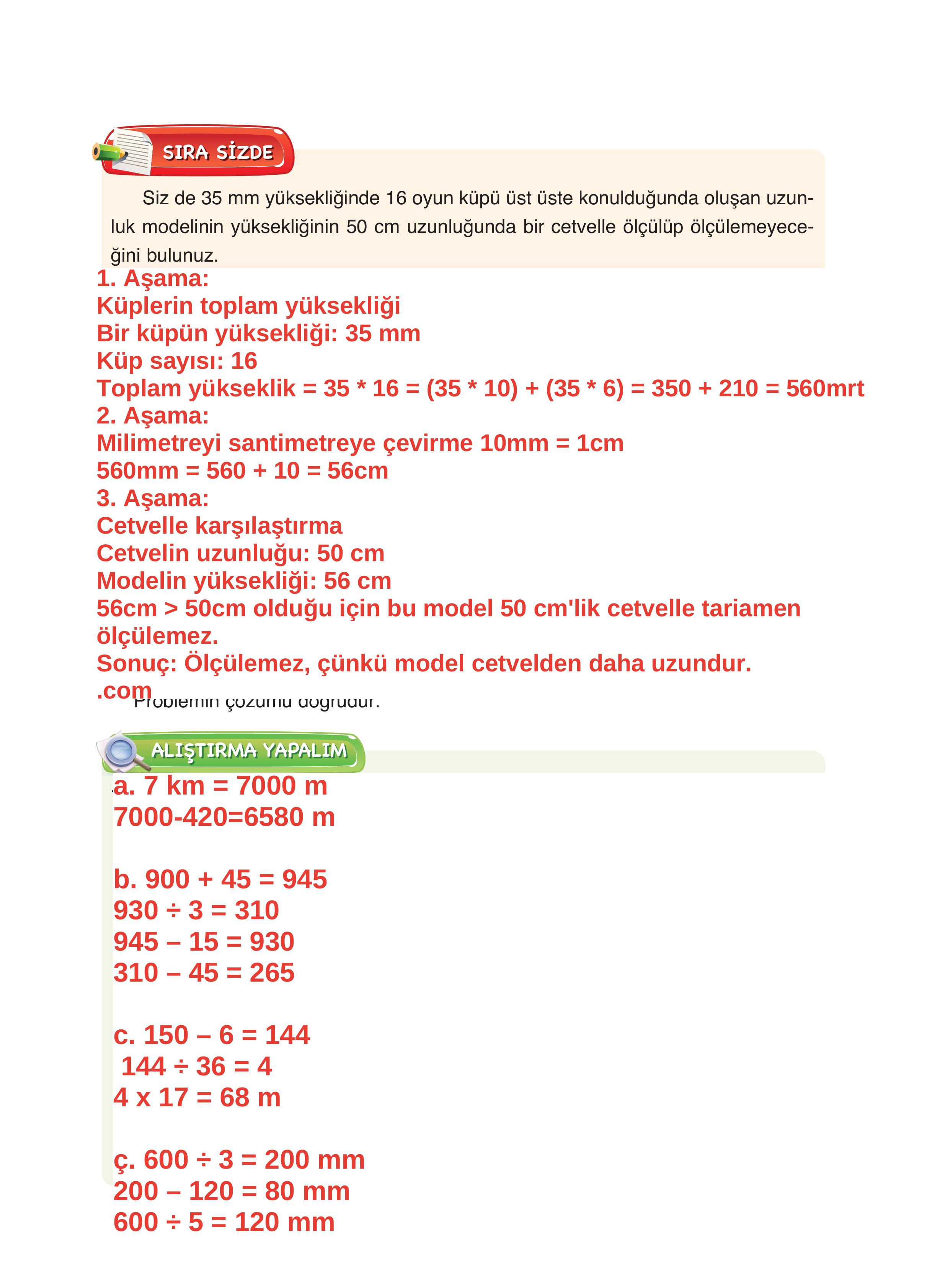 4. Sınıf Fersa Yayınları Matematik Ders Kitabı Sayfa 232 Cevapları
