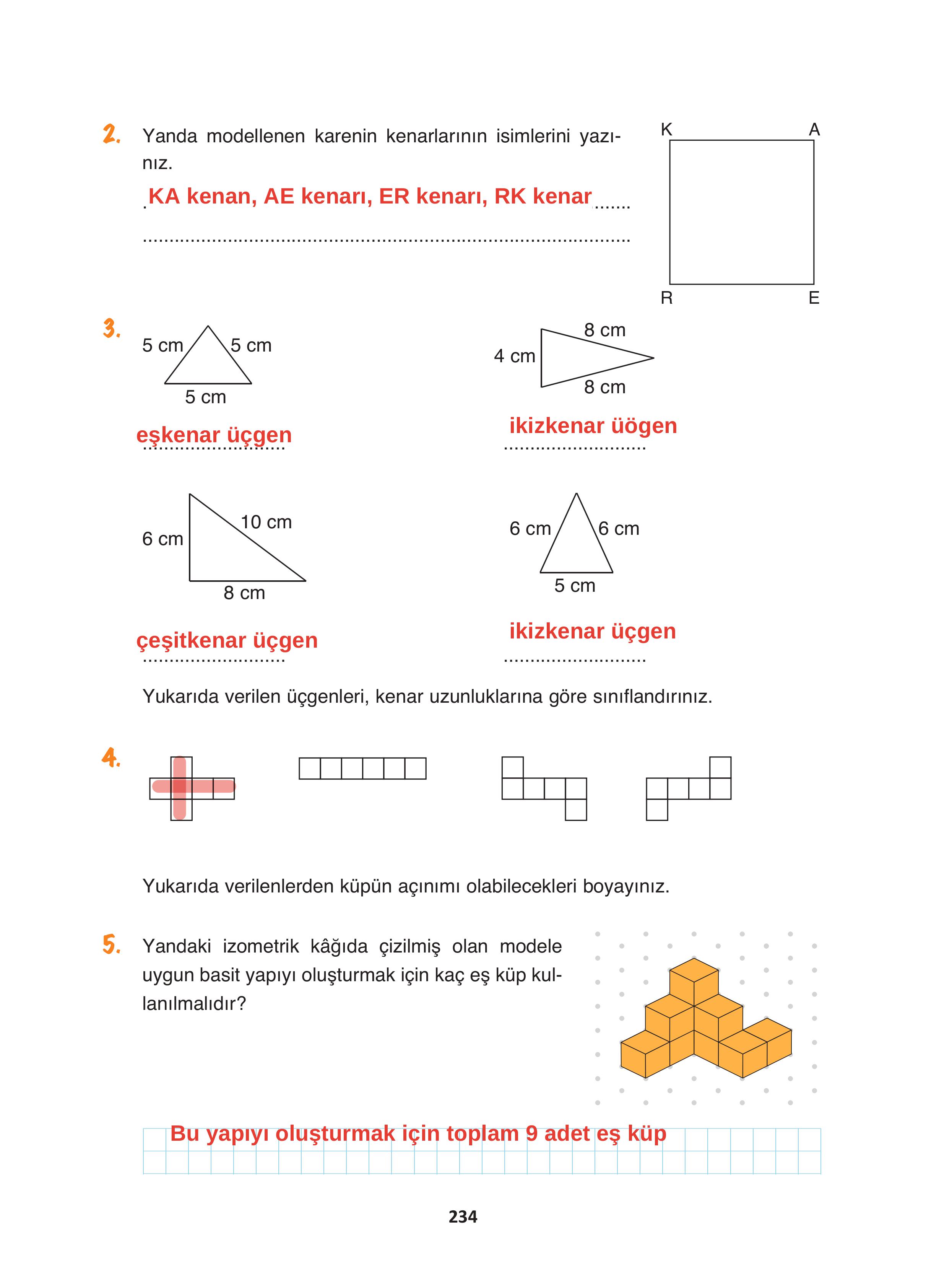 4. Sınıf Fersa Yayınları Matematik Ders Kitabı Sayfa 234 Cevapları