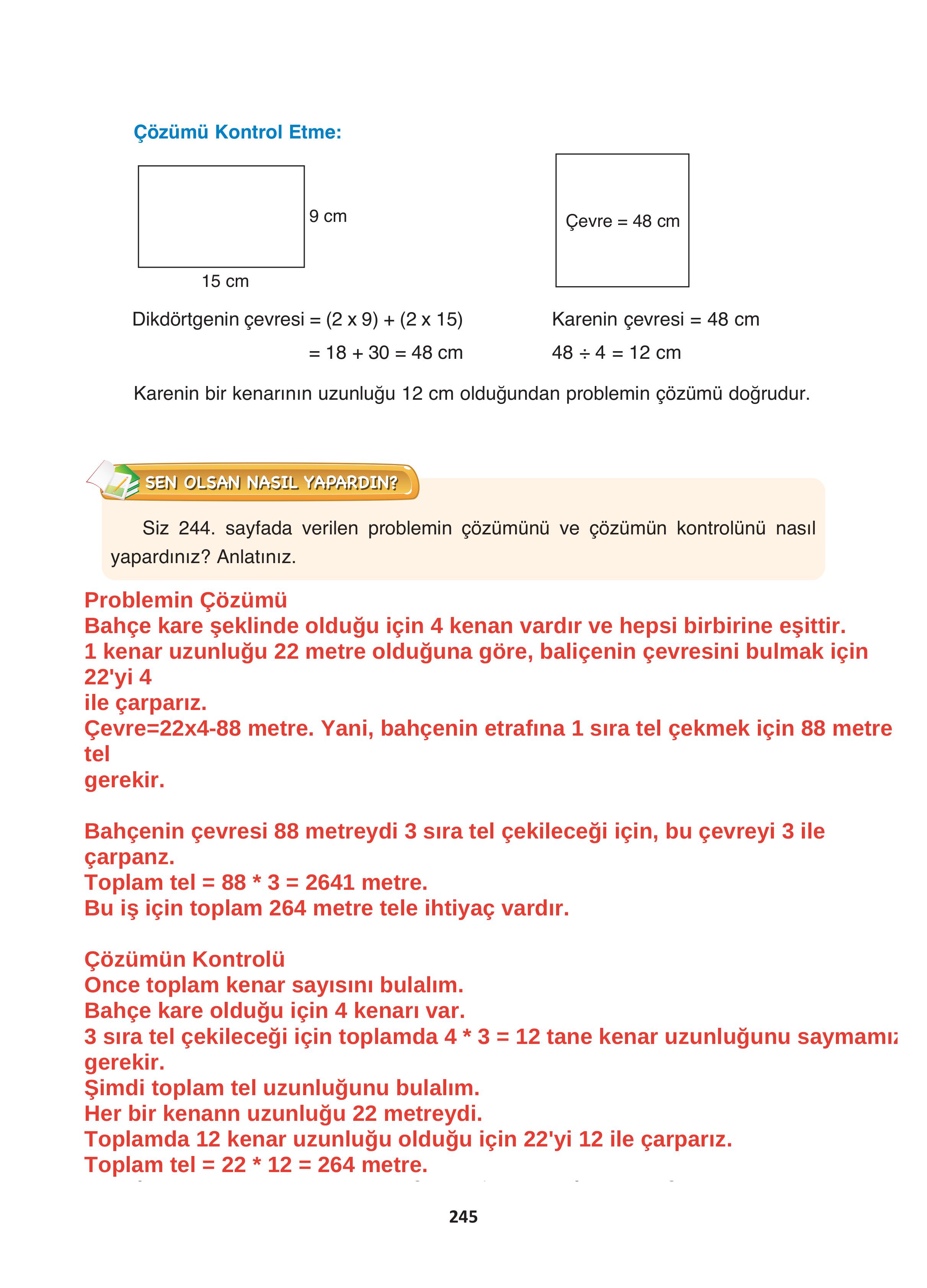 4. Sınıf Fersa Yayınları Matematik Ders Kitabı Sayfa 245 Cevapları