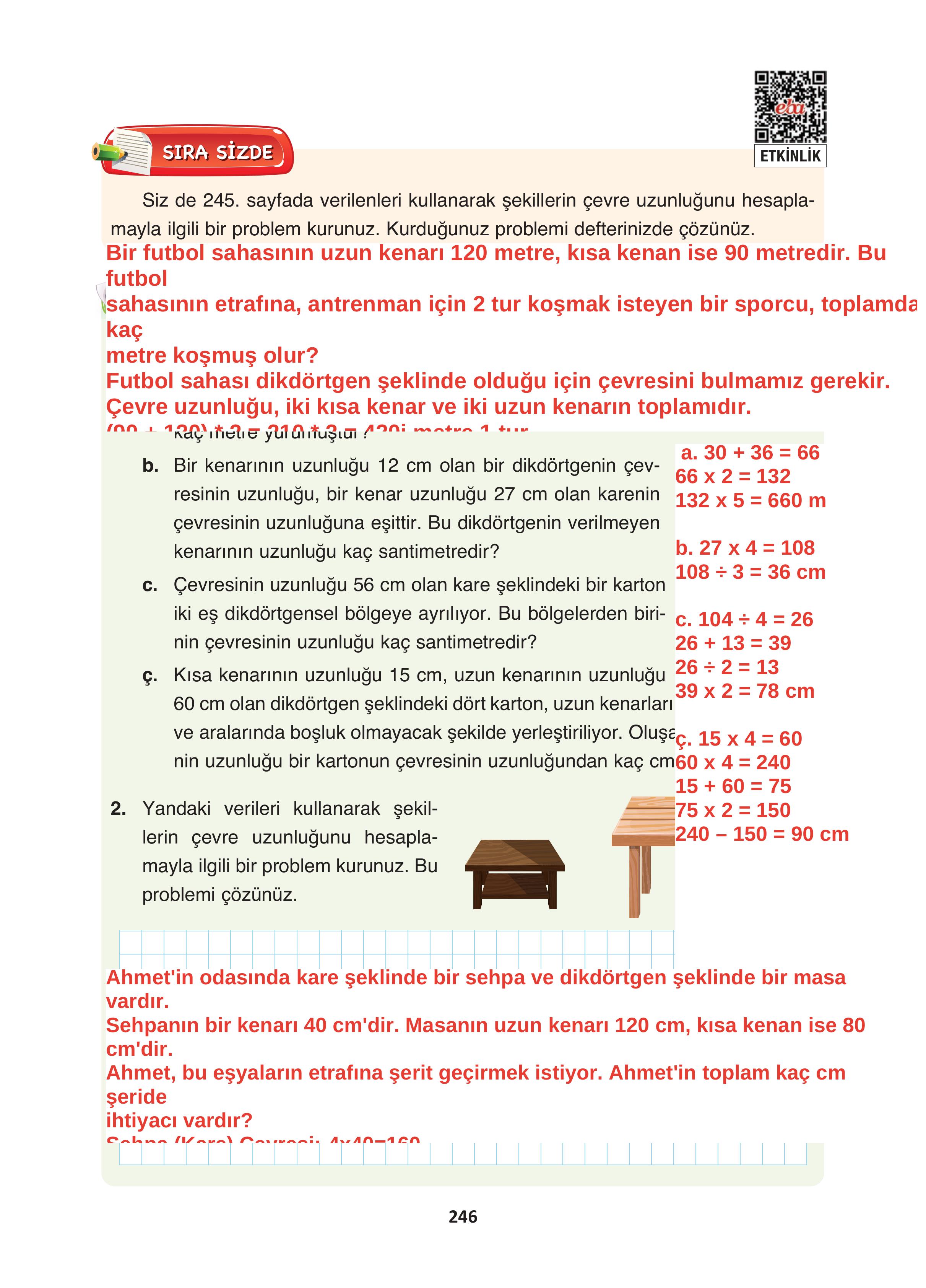 4. Sınıf Fersa Yayınları Matematik Ders Kitabı Sayfa 246 Cevapları