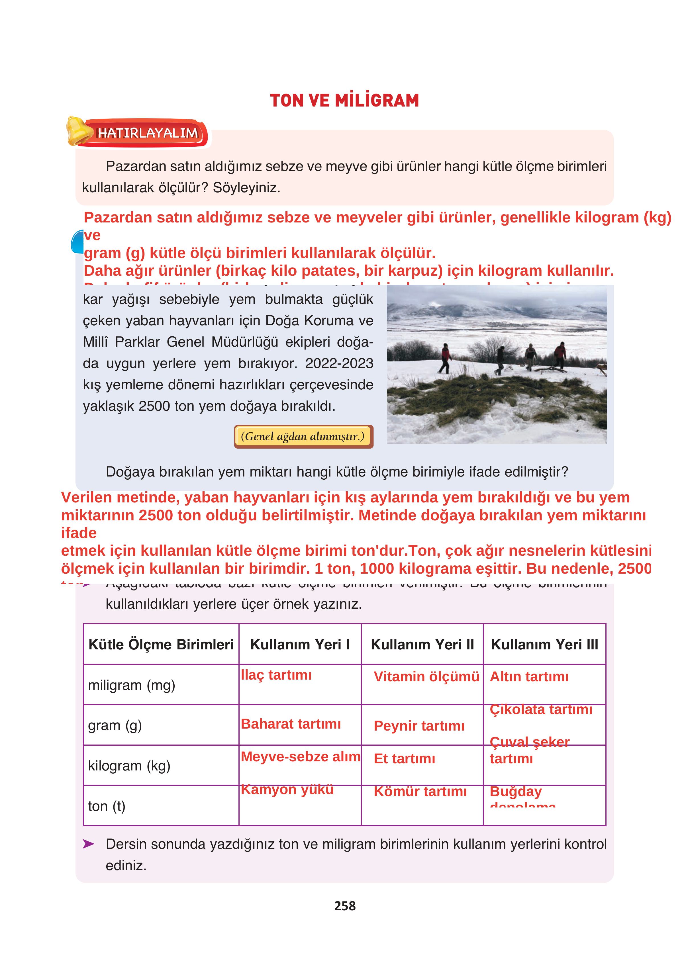 4. Sınıf Fersa Yayınları Matematik Ders Kitabı Sayfa 258 Cevapları