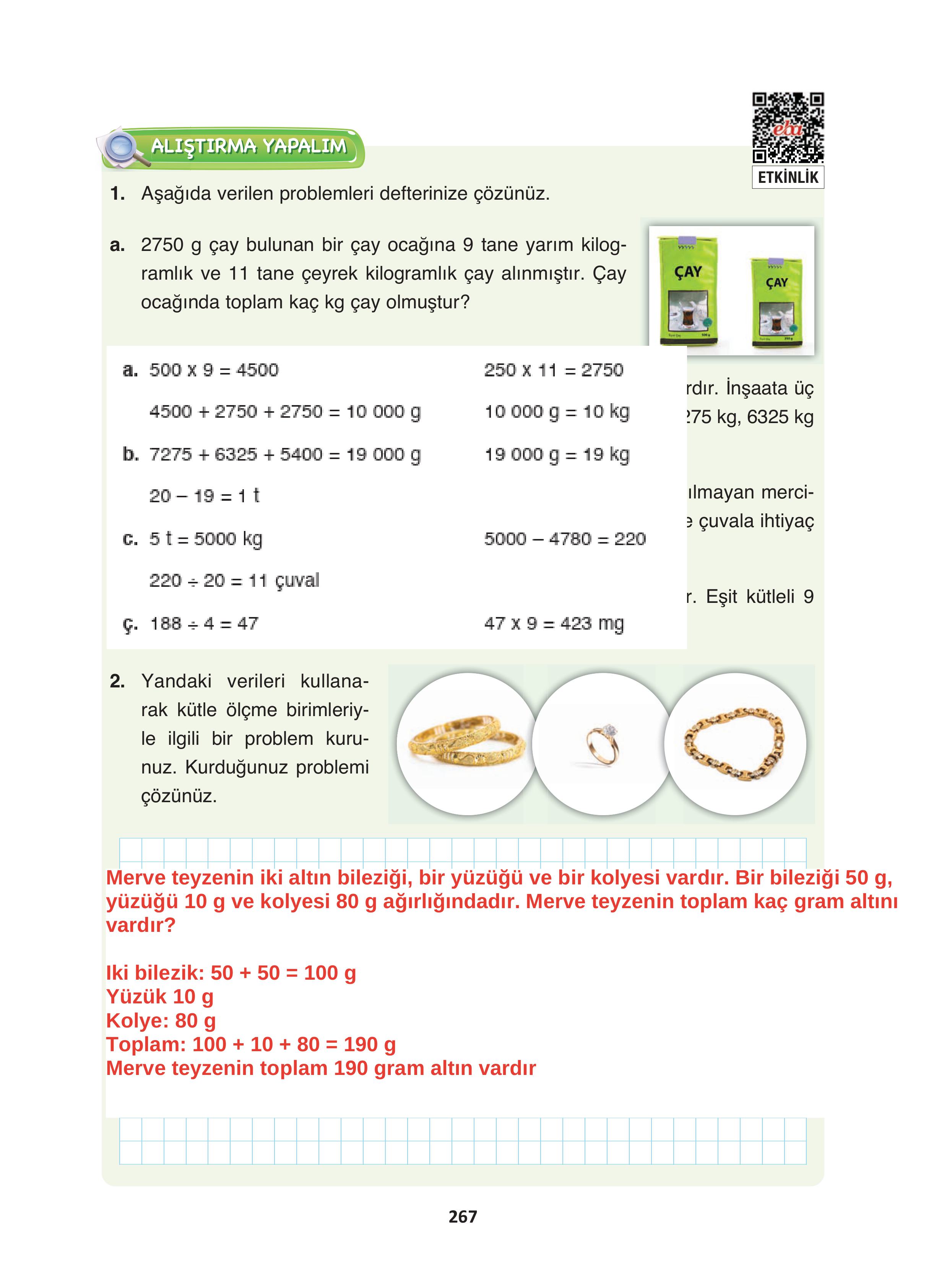 4. Sınıf Fersa Yayınları Matematik Ders Kitabı Sayfa 267 Cevapları