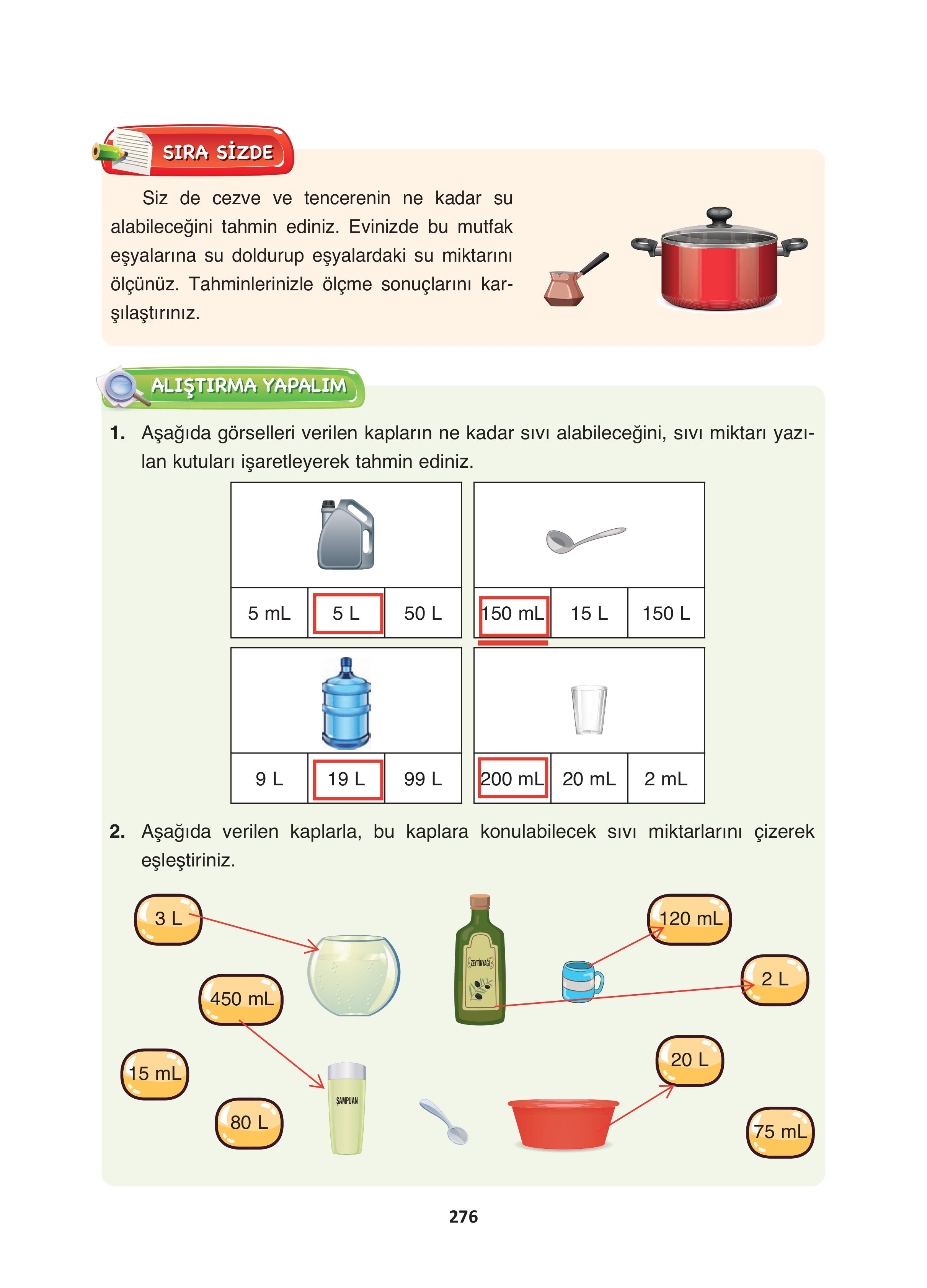 4. Sınıf Fersa Yayınları Matematik Ders Kitabı Sayfa 276 Cevapları