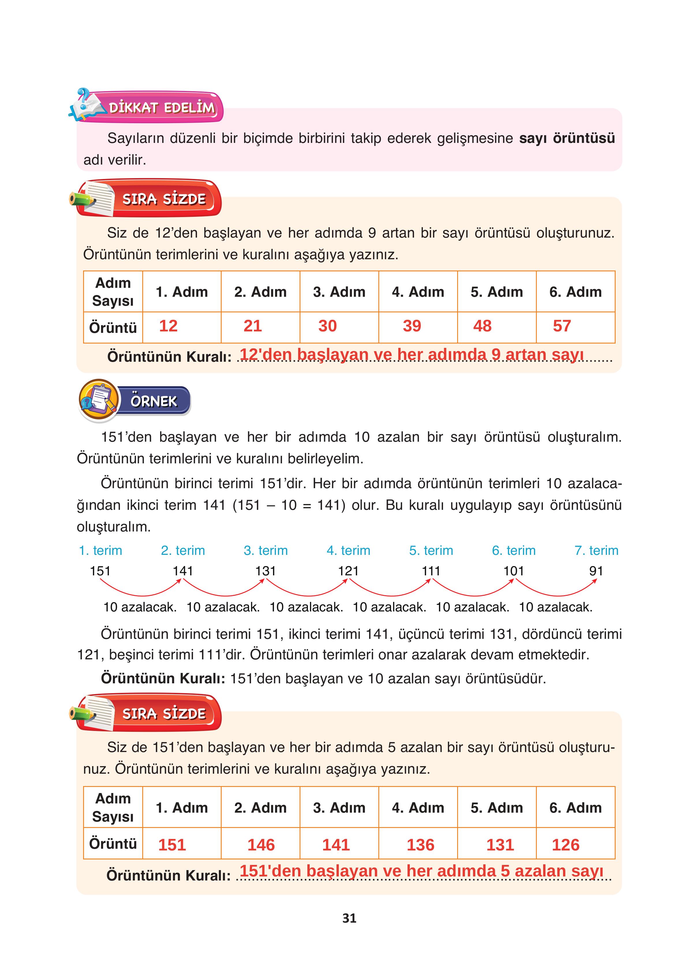 4. Sınıf Fersa Yayınları Matematik Ders Kitabı Sayfa 31 Cevapları 4. Sınıf Fersa Yayınları Matematik Ders Kitabı Sayfa 31 Cevapları