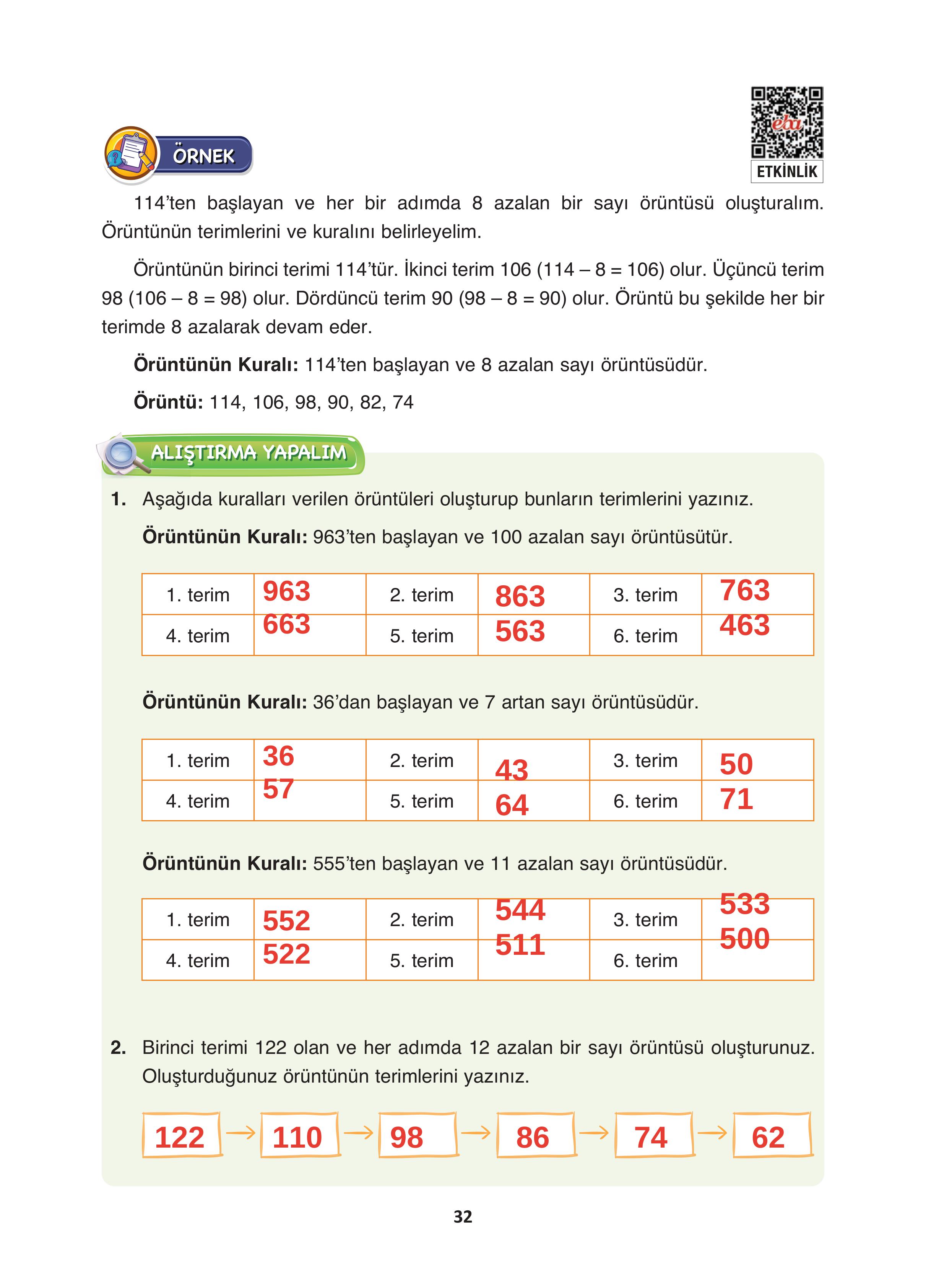 4. Sınıf Fersa Yayınları Matematik Ders Kitabı Sayfa 32 Cevapları