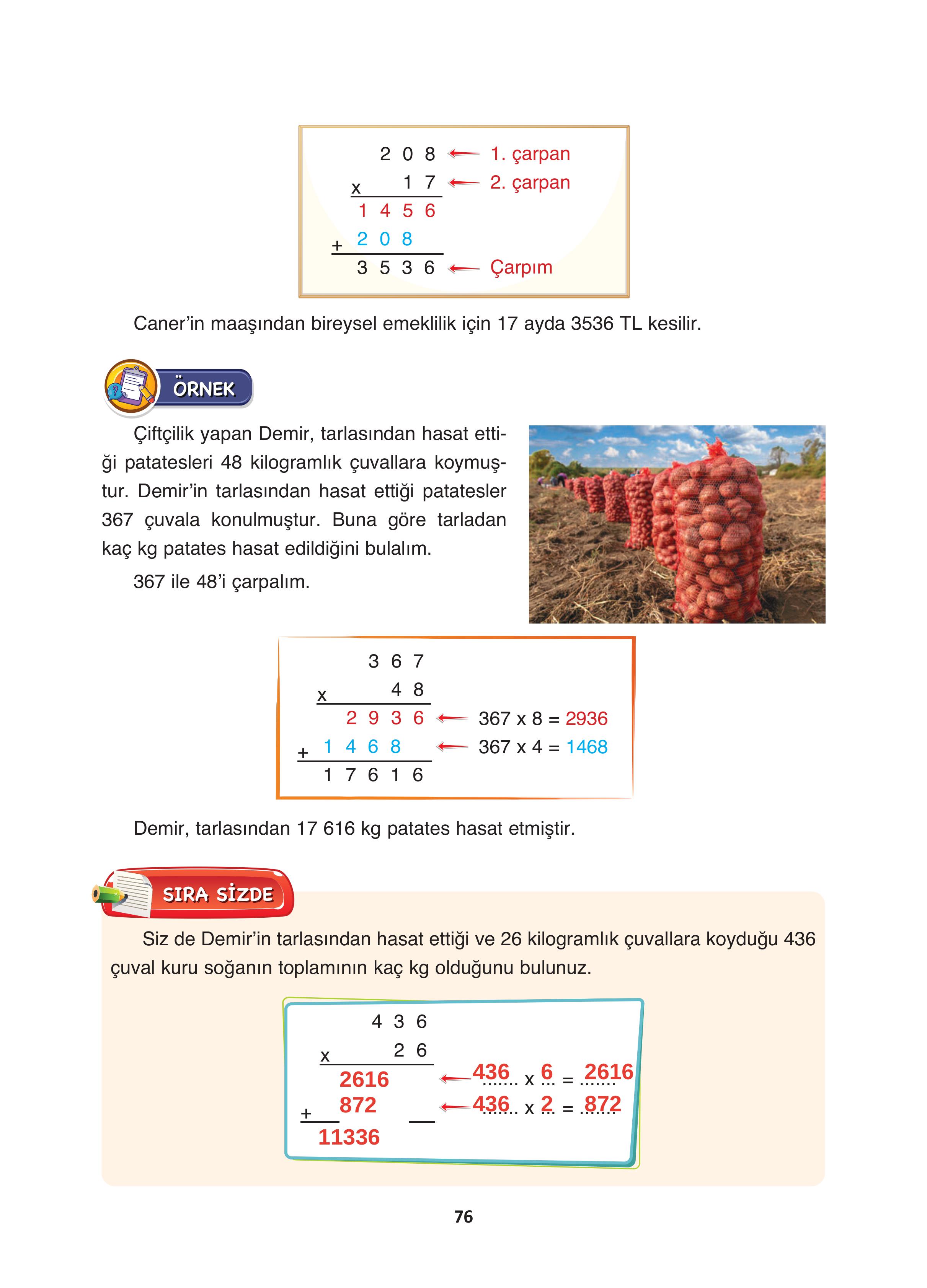 4. Sınıf Fersa Yayınları Matematik Ders Kitabı Sayfa 76 Cevapları