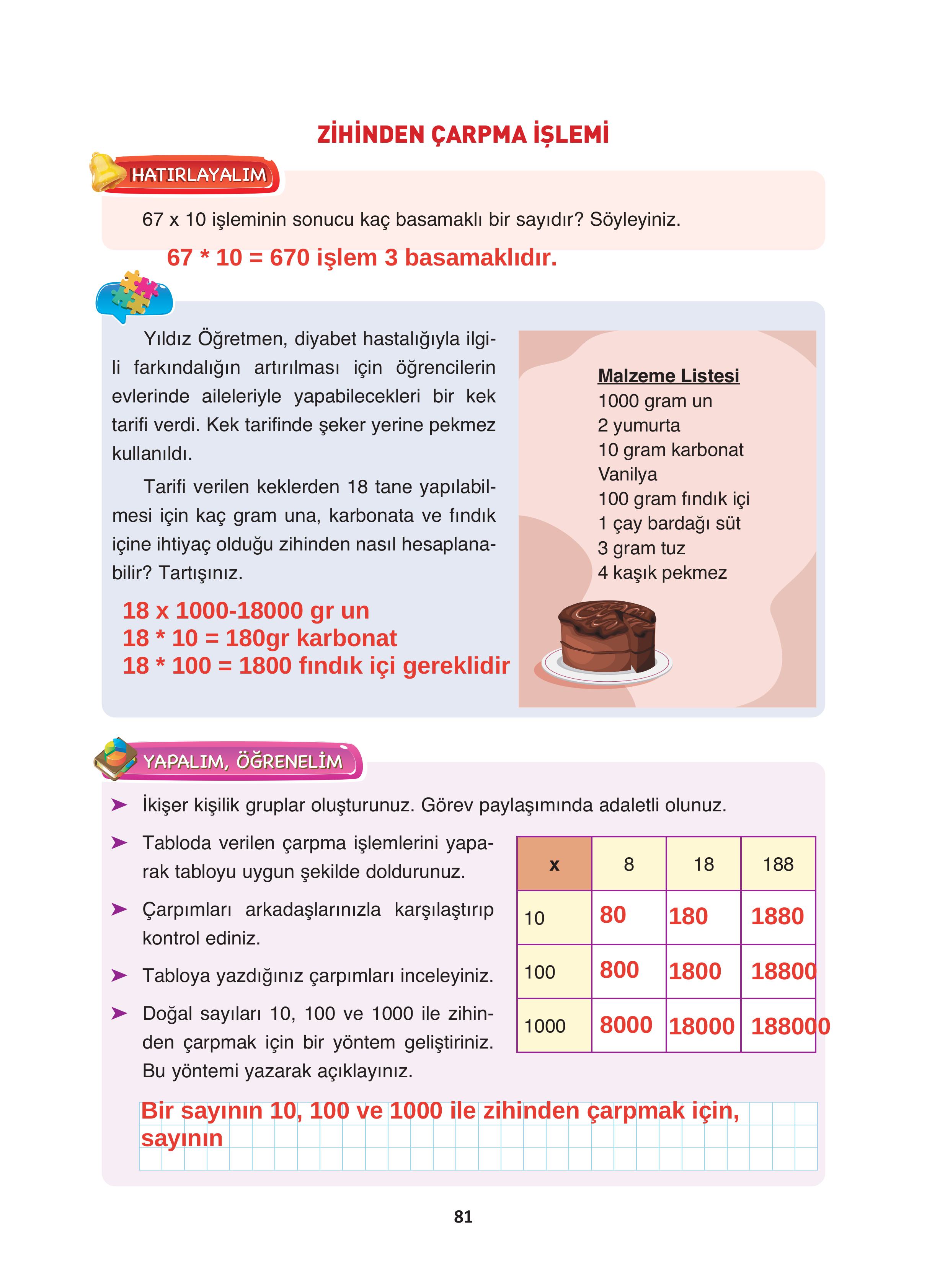 4. Sınıf Fersa Yayınları Matematik Ders Kitabı Sayfa 81 Cevapları 4. Sınıf Fersa Yayınları Matematik Ders Kitabı Sayfa 81 Cevapları