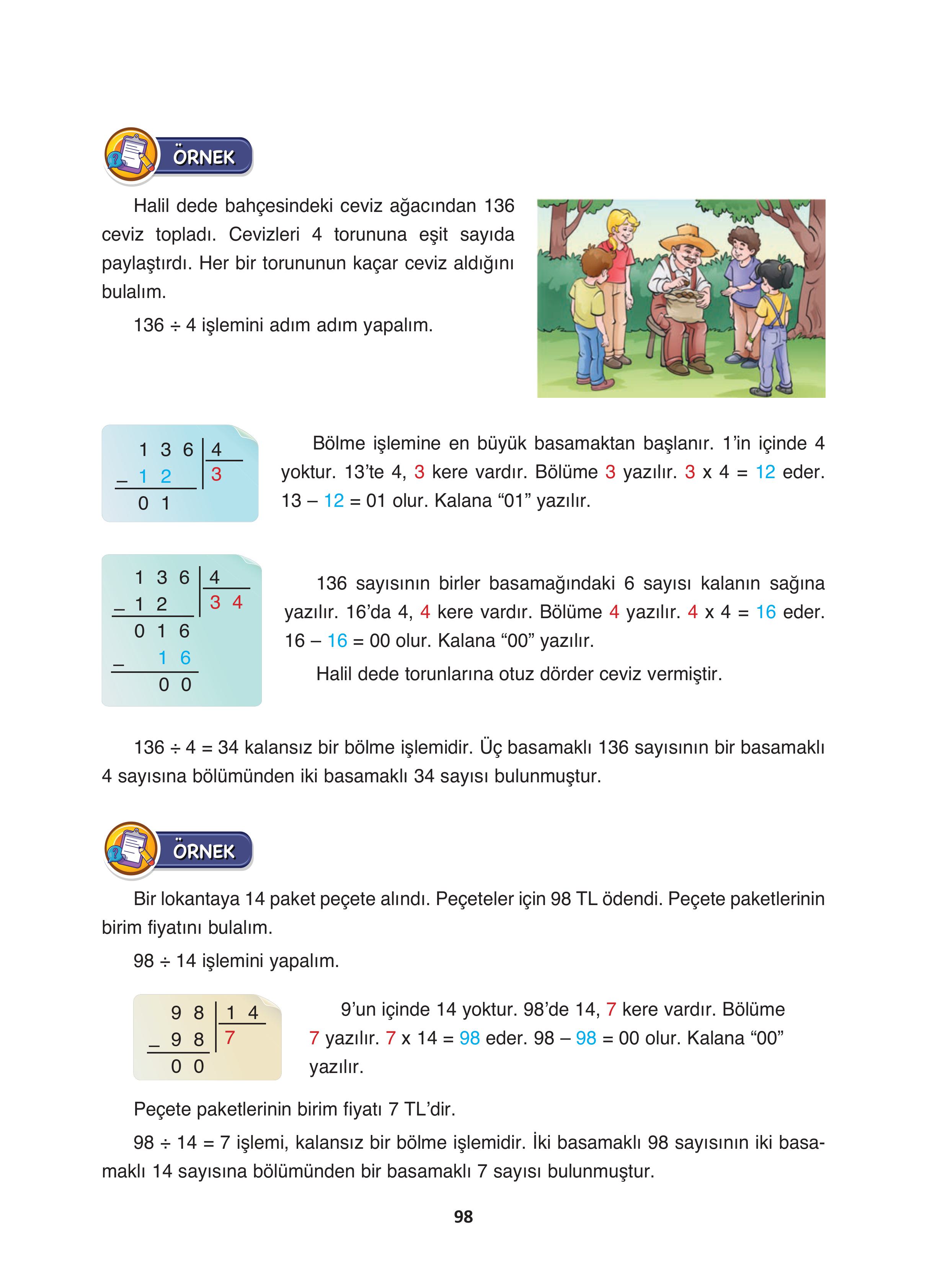 4. Sınıf Fersa Yayınları Matematik Ders Kitabı Sayfa 98 Cevapları