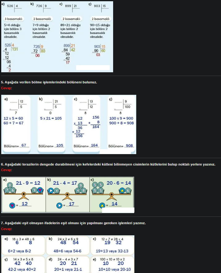 4. Sınıf Meb Yayınları Matematik Ders Kitabı Sayfa 117 Cevapları