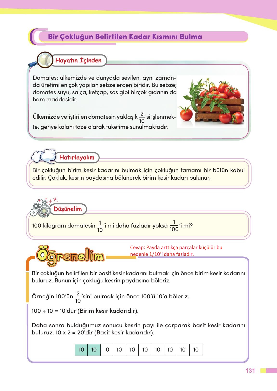 4. Sınıf Meb Yayınları Matematik Ders Kitabı Sayfa 132 Cevapları