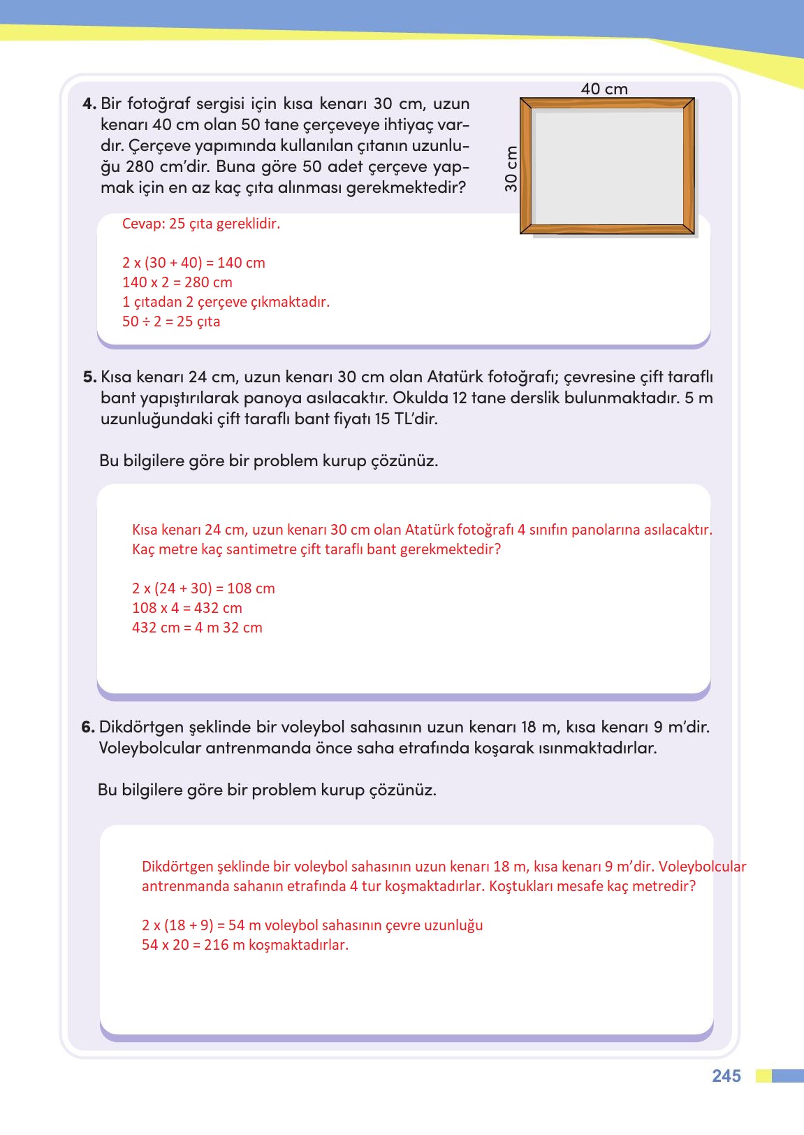 4. Sınıf Meb Yayınları Matematik Ders Kitabı Sayfa 246 Cevapları