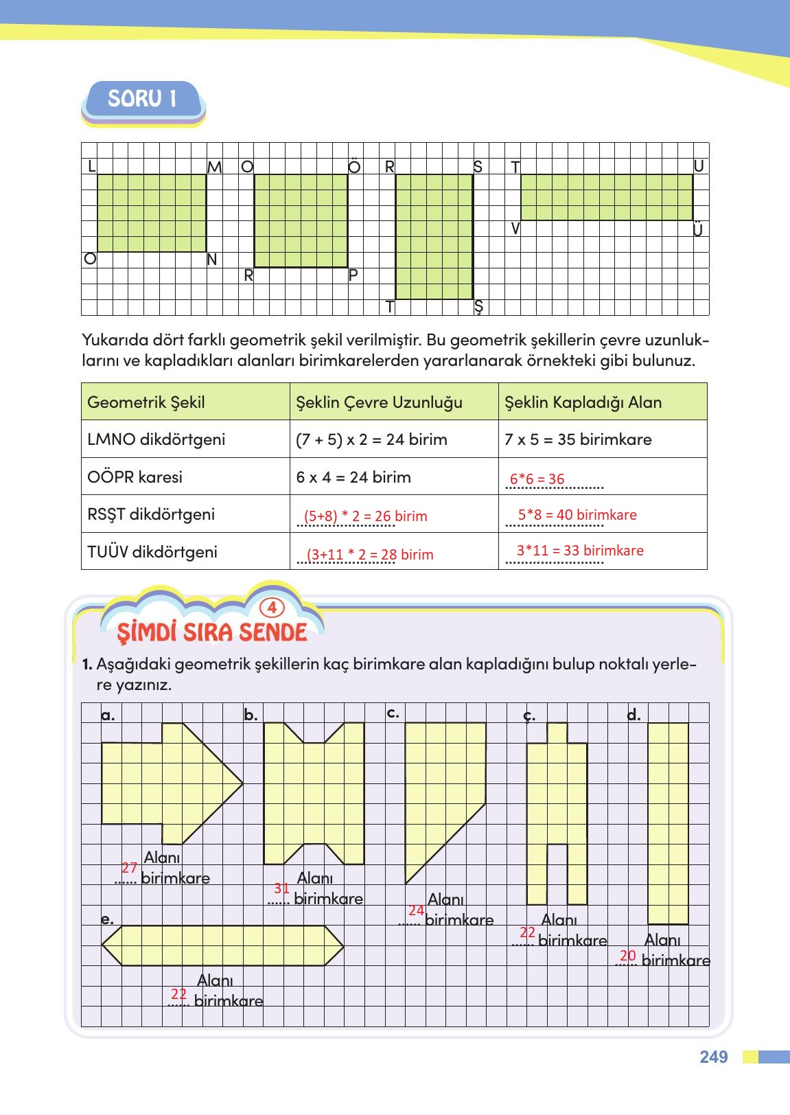 4. Sınıf Meb Yayınları Matematik Ders Kitabı Sayfa 250 Cevapları