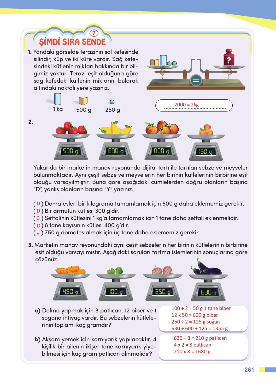 4. Sınıf Meb Yayınları Matematik Ders Kitabı Sayfa 262 Cevapları