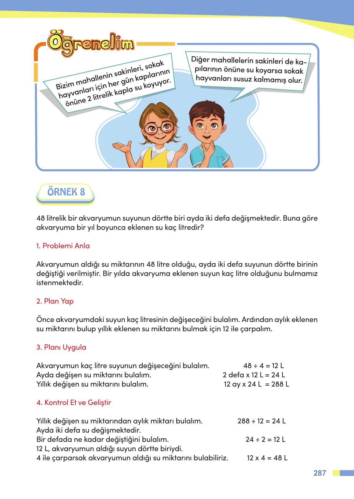4. Sınıf Meb Yayınları Matematik Ders Kitabı Sayfa 288 Cevapları