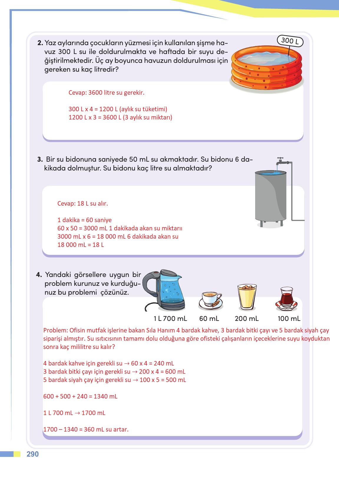 4. Sınıf Meb Yayınları Matematik Ders Kitabı Sayfa 291 Cevapları