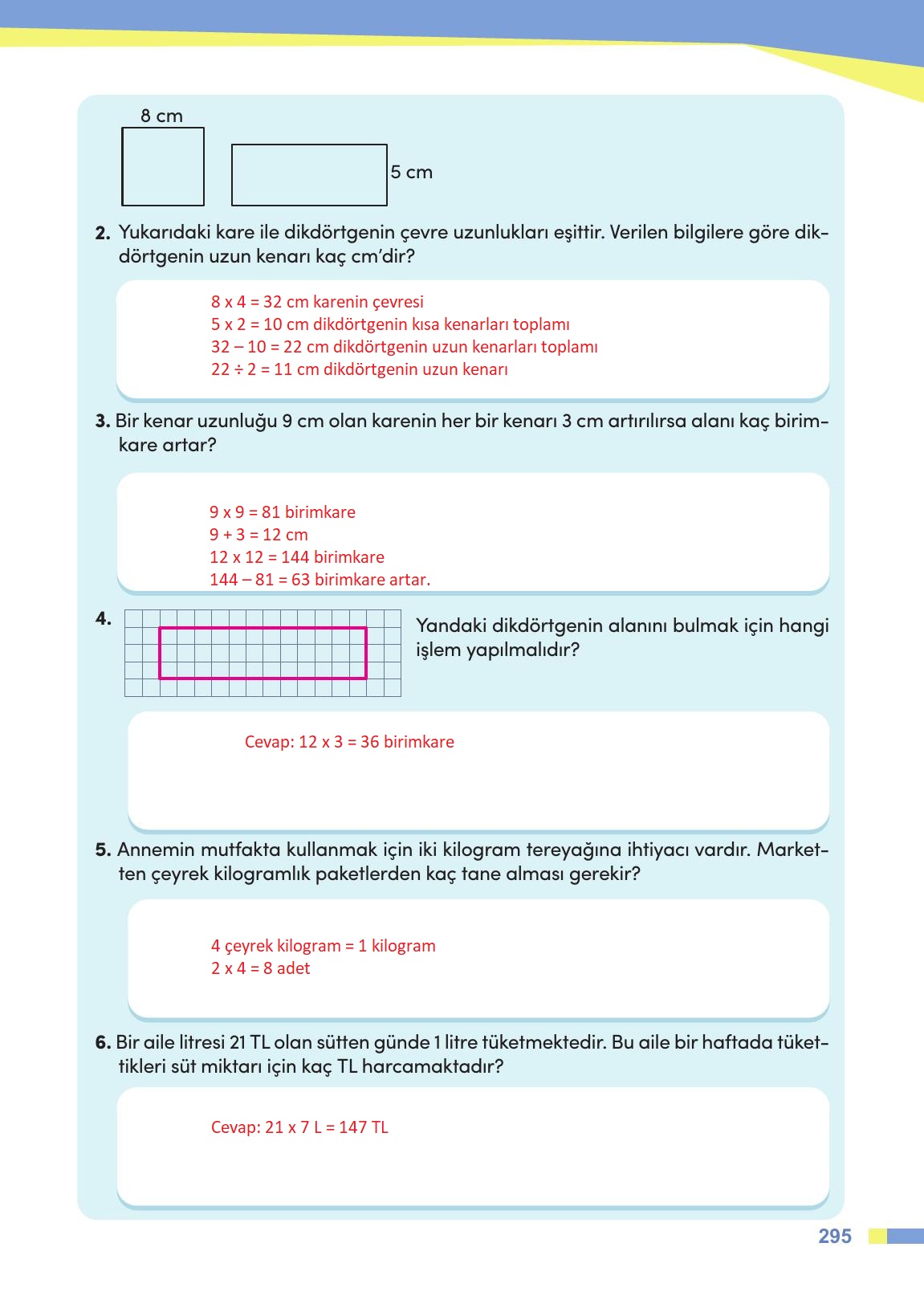 4. Sınıf Meb Yayınları Matematik Ders Kitabı Sayfa 296 Cevapları