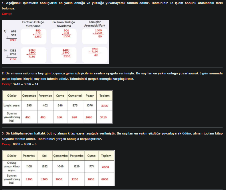 4. Sınıf Meb Yayınları Matematik Ders Kitabı Sayfa 57 Cevapları