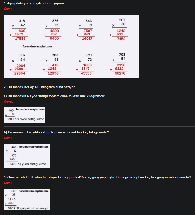 4. Sınıf Meb Yayınları Matematik Ders Kitabı Sayfa 80 Cevapları
