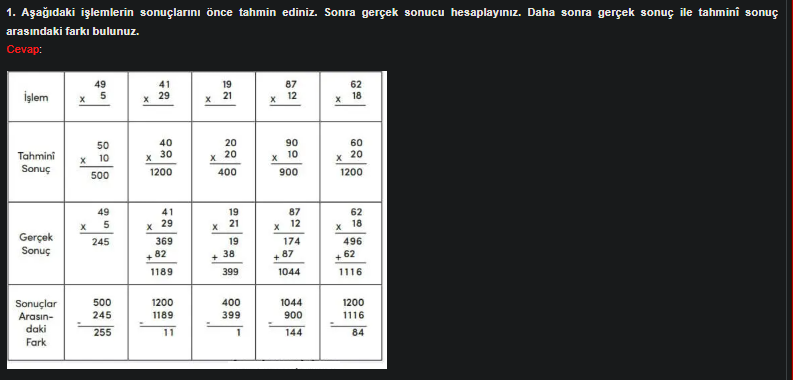 4. Sınıf Meb Yayınları Matematik Ders Kitabı Sayfa 86 Cevapları