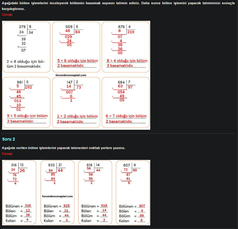 4. Sınıf Meb Yayınları Matematik Ders Kitabı Sayfa 92 Cevapları