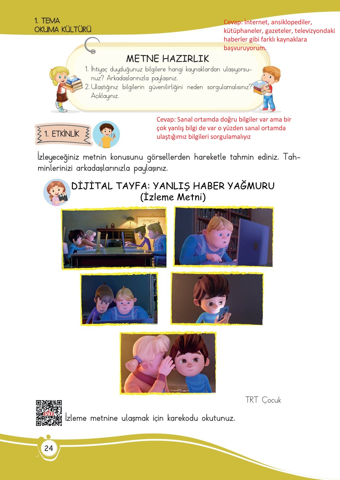 4. Sınıf Meb Yayınları Türkçe Ders Kitabı Sayfa 0024 Cevapları