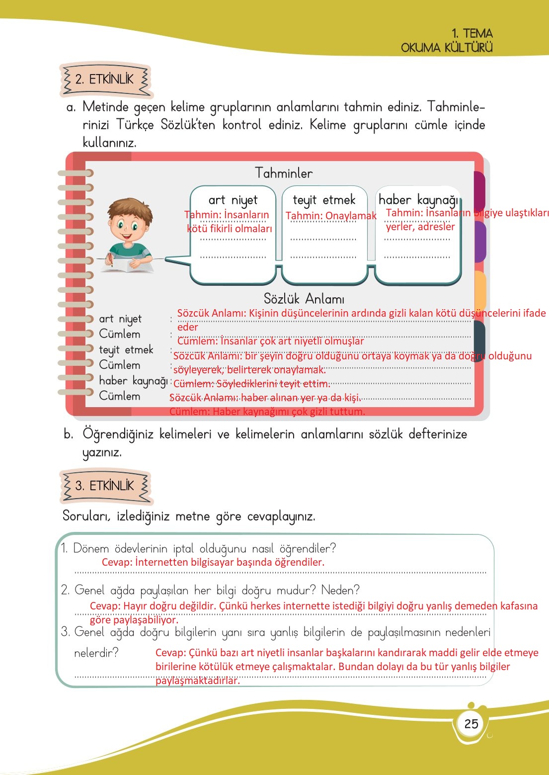 4. Sınıf Meb Yayınları Türkçe Ders Kitabı Sayfa 0025 Cevapları