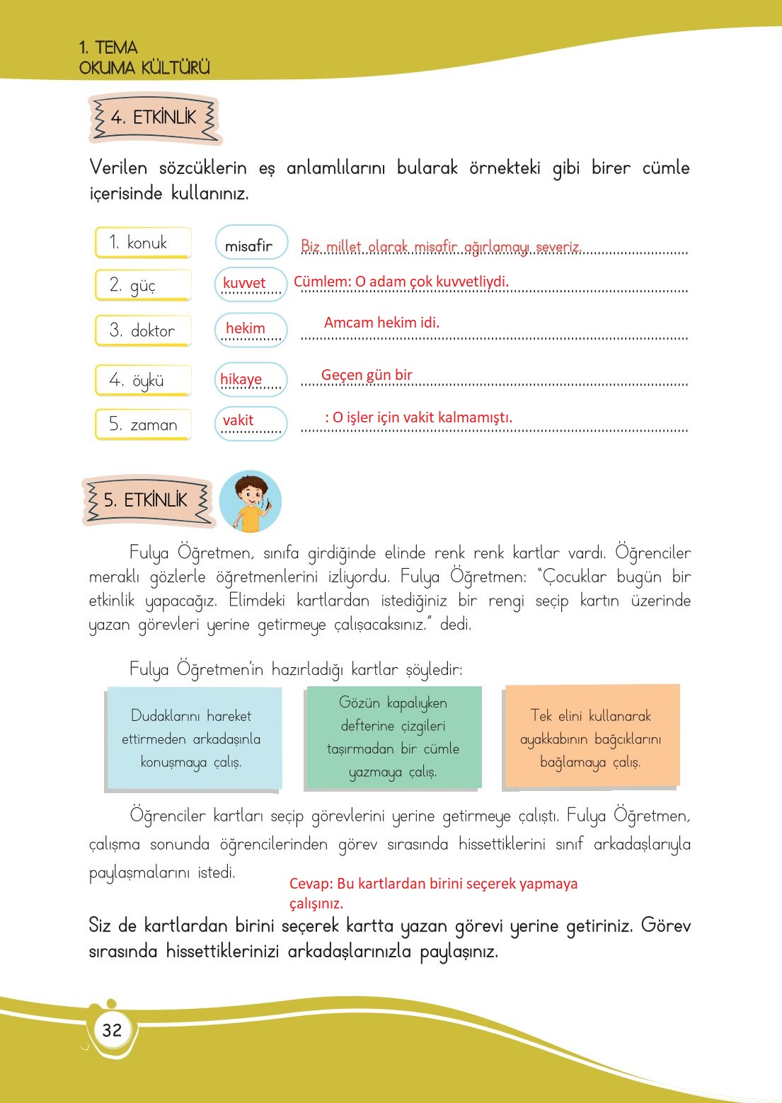 4. Sınıf Meb Yayınları Türkçe Ders Kitabı Sayfa 0032 Cevapları