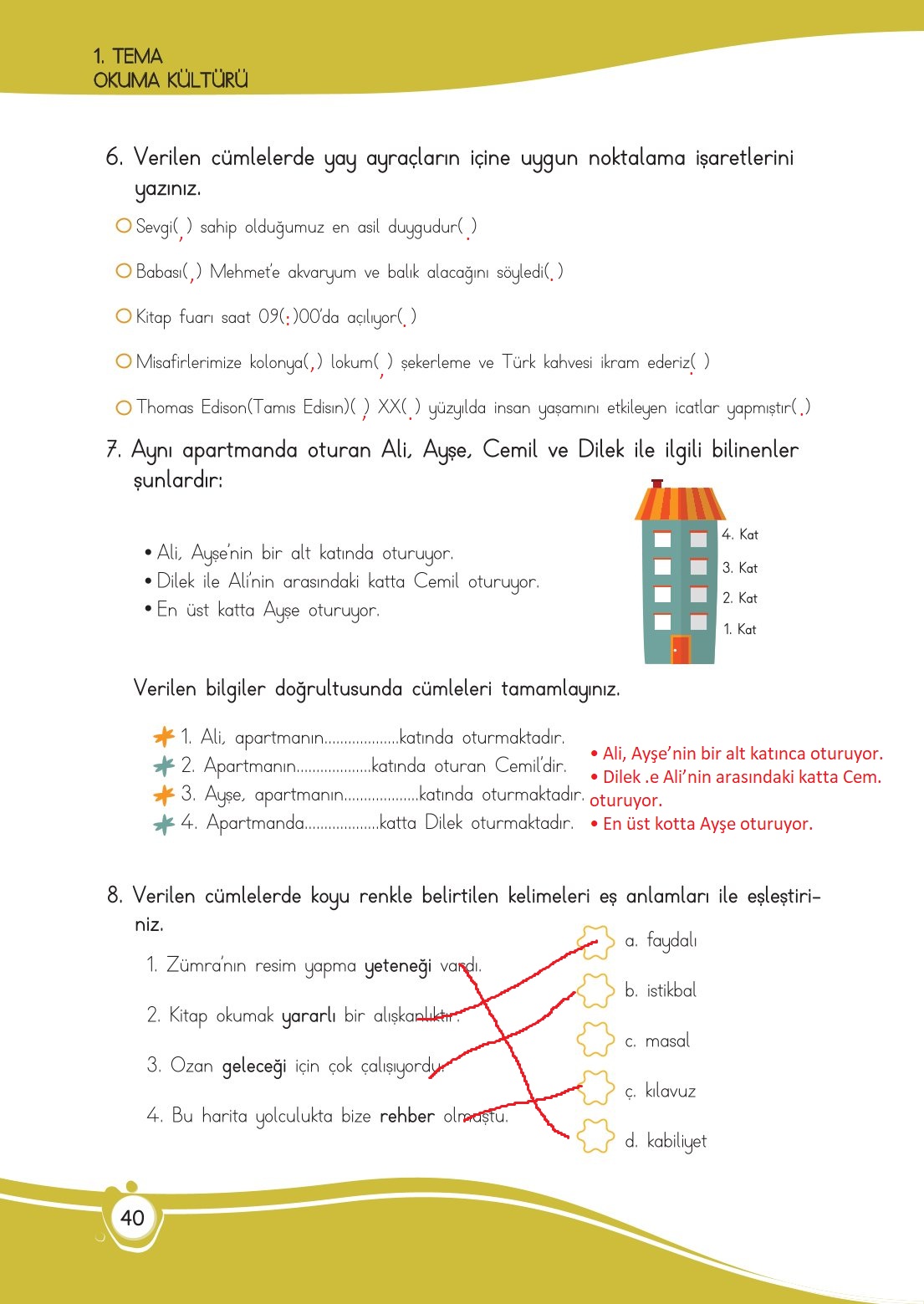 4. Sınıf Meb Yayınları Türkçe Ders Kitabı Sayfa 0040 Cevapları