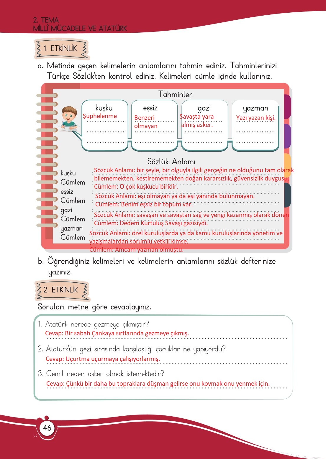 4. Sınıf Meb Yayınları Türkçe Ders Kitabı Sayfa 0046 Cevapları