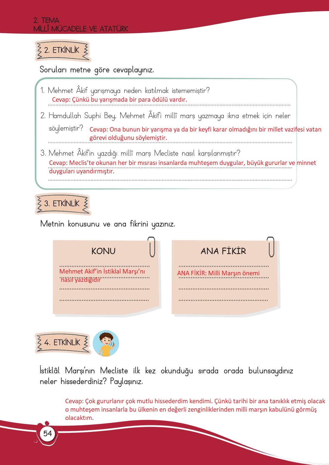 4. Sınıf Meb Yayınları Türkçe Ders Kitabı Sayfa 0054 Cevapları