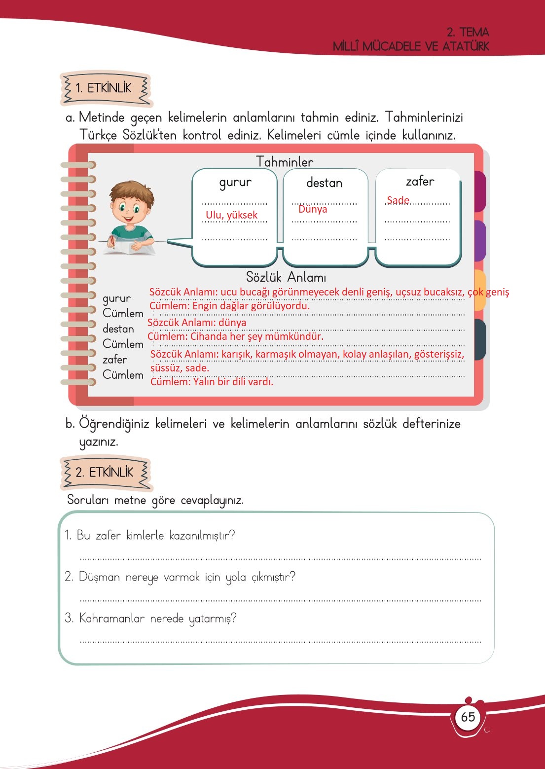 4. Sınıf Meb Yayınları Türkçe Ders Kitabı Sayfa 0065 Cevapları