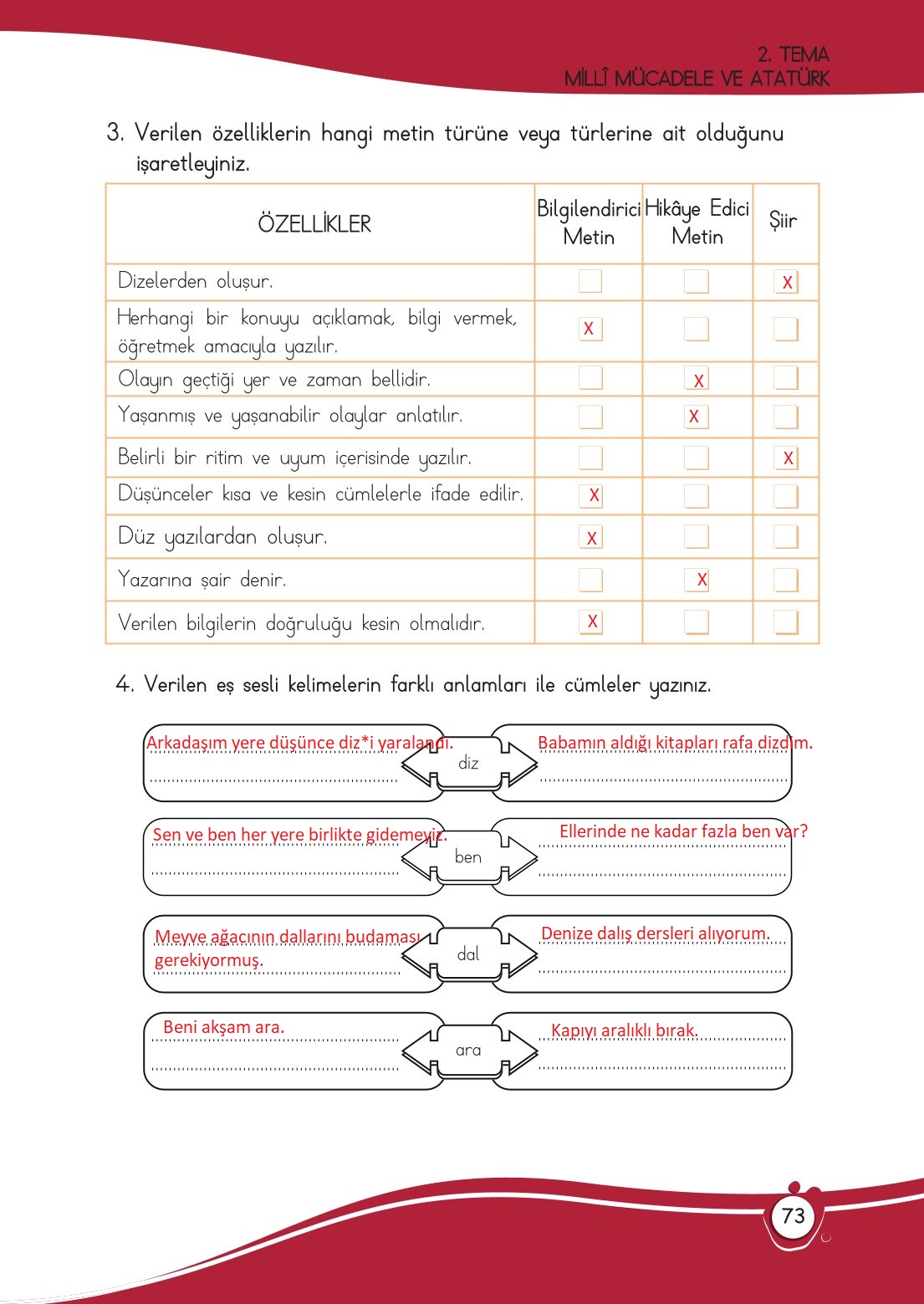 4. Sınıf Meb Yayınları Türkçe Ders Kitabı Sayfa 0073 Cevapları 4. Sınıf Meb Yayınları Türkçe Ders Kitabı Sayfa 0073 Cevapları