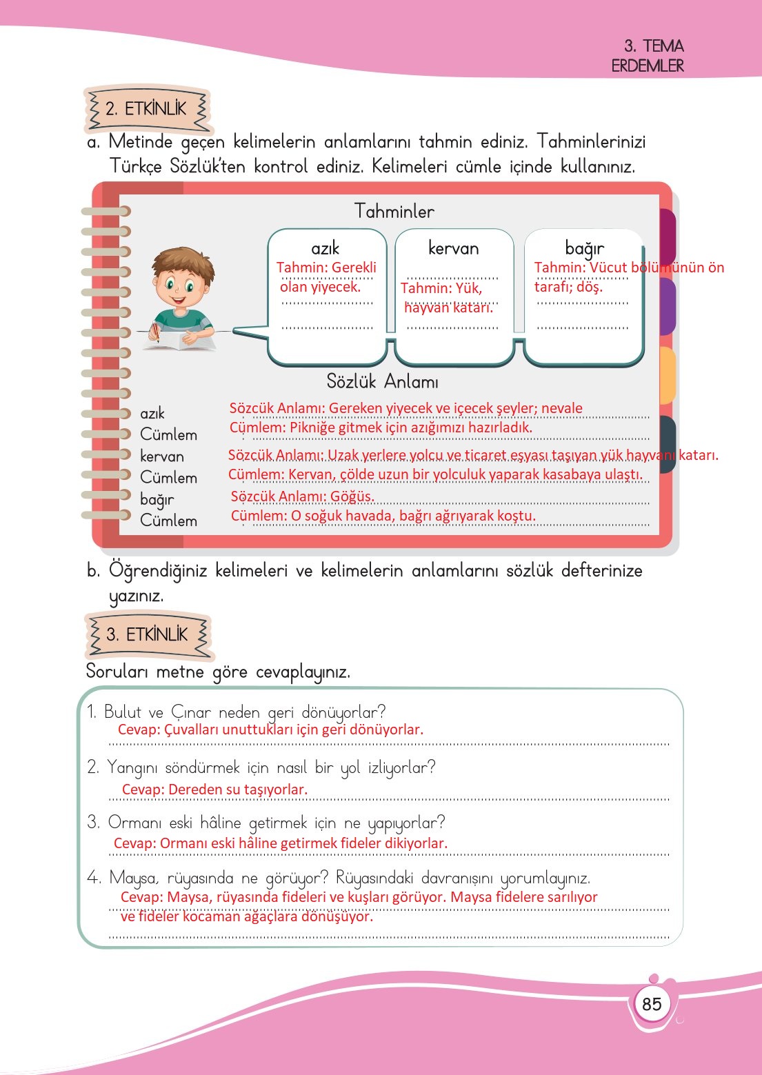 4. Sınıf Meb Yayınları Türkçe Ders Kitabı Sayfa 0085 Cevapları