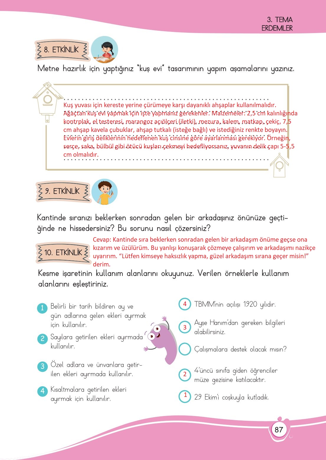 4. Sınıf Meb Yayınları Türkçe Ders Kitabı Sayfa 0087 Cevapları