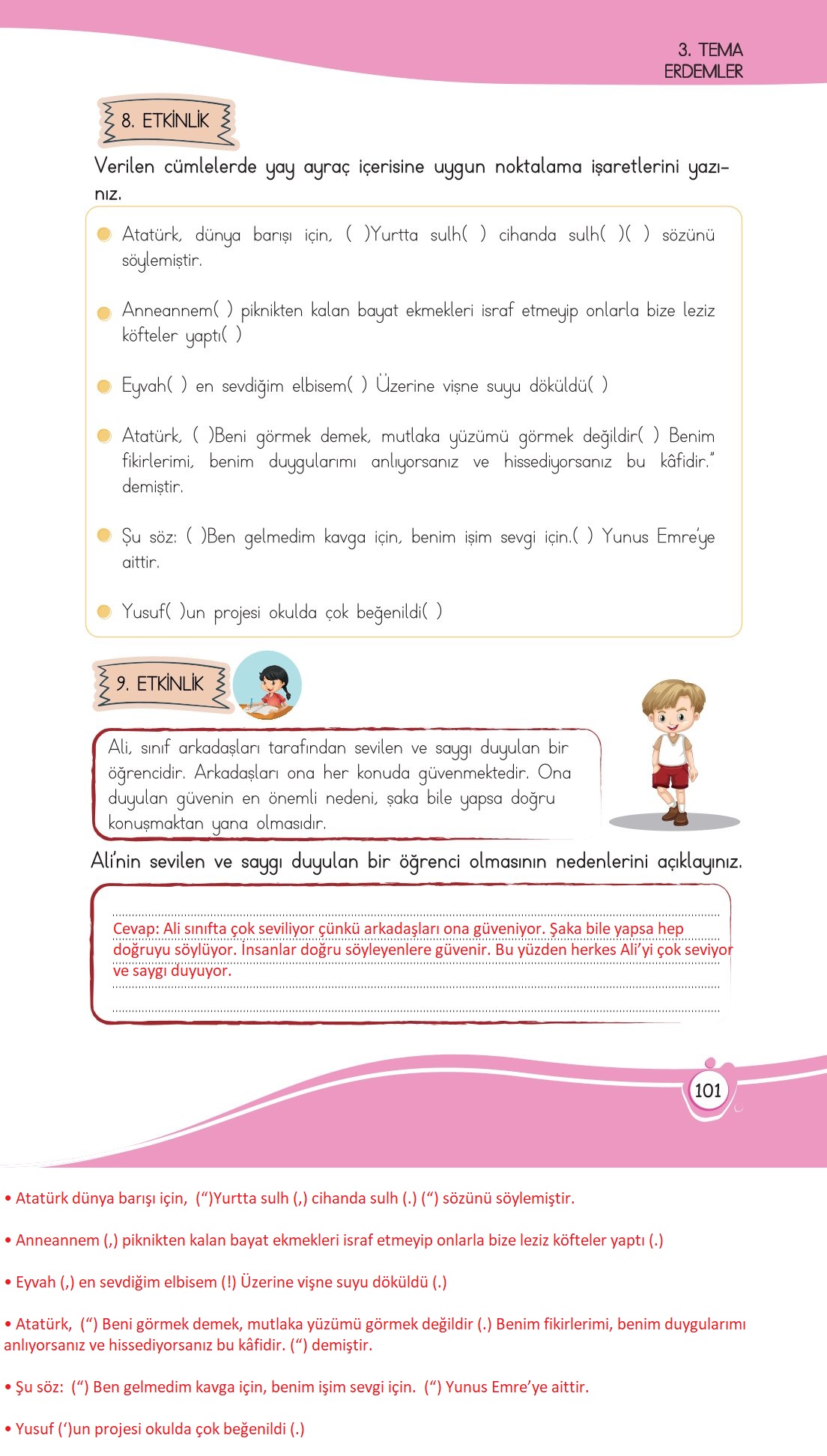 4. Sınıf Meb Yayınları Türkçe Ders Kitabı Sayfa 0101 Cevapları