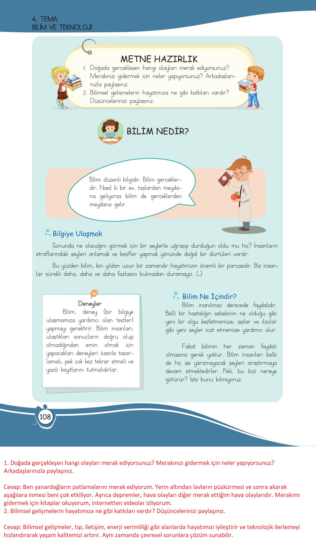 4. Sınıf Meb Yayınları Türkçe Ders Kitabı Sayfa 0108 Cevapları