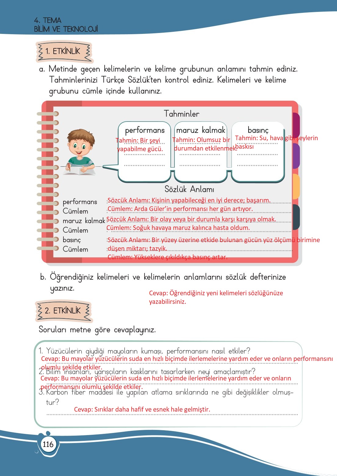4. Sınıf Meb Yayınları Türkçe Ders Kitabı Sayfa 0116 Cevapları