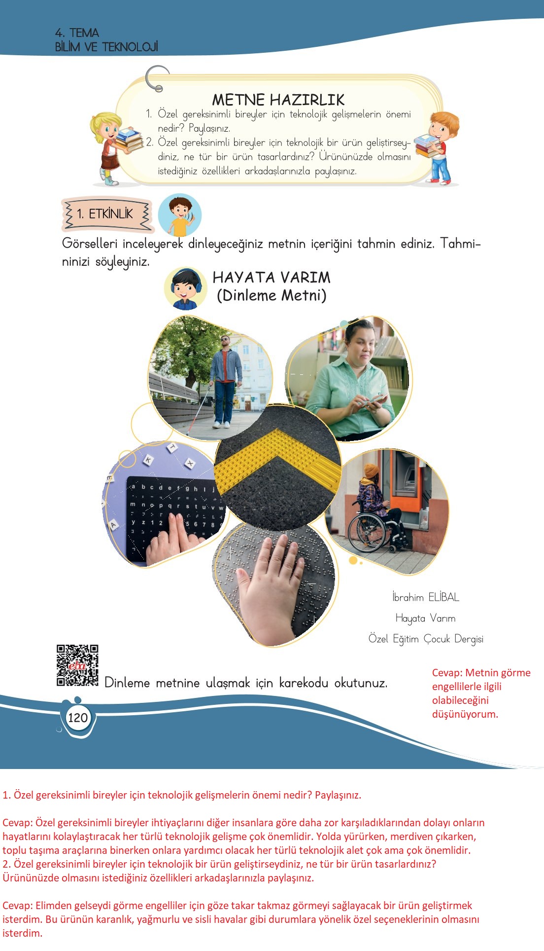 4. Sınıf Meb Yayınları Türkçe Ders Kitabı Sayfa 0120 Cevapları