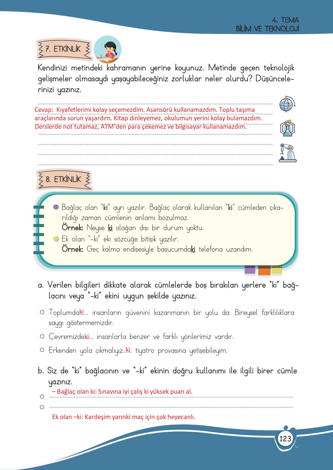 4. Sınıf Meb Yayınları Türkçe Ders Kitabı Sayfa 0123 Cevapları