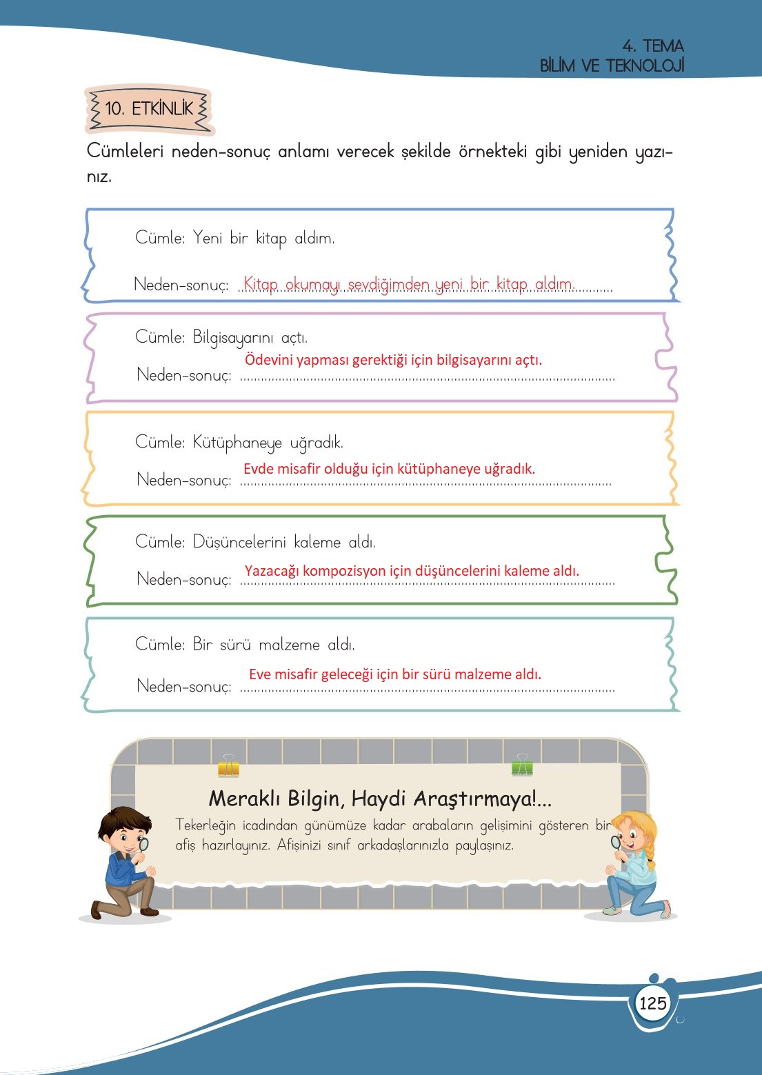 4. Sınıf Meb Yayınları Türkçe Ders Kitabı Sayfa 0125 Cevapları