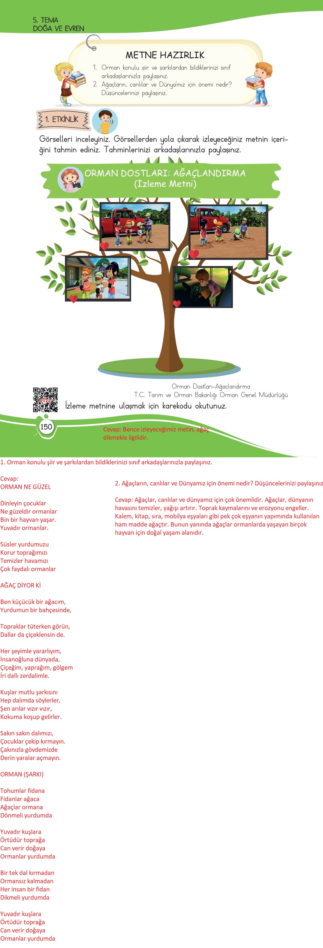 4. Sınıf Meb Yayınları Türkçe Ders Kitabı Sayfa 0150 Cevapları