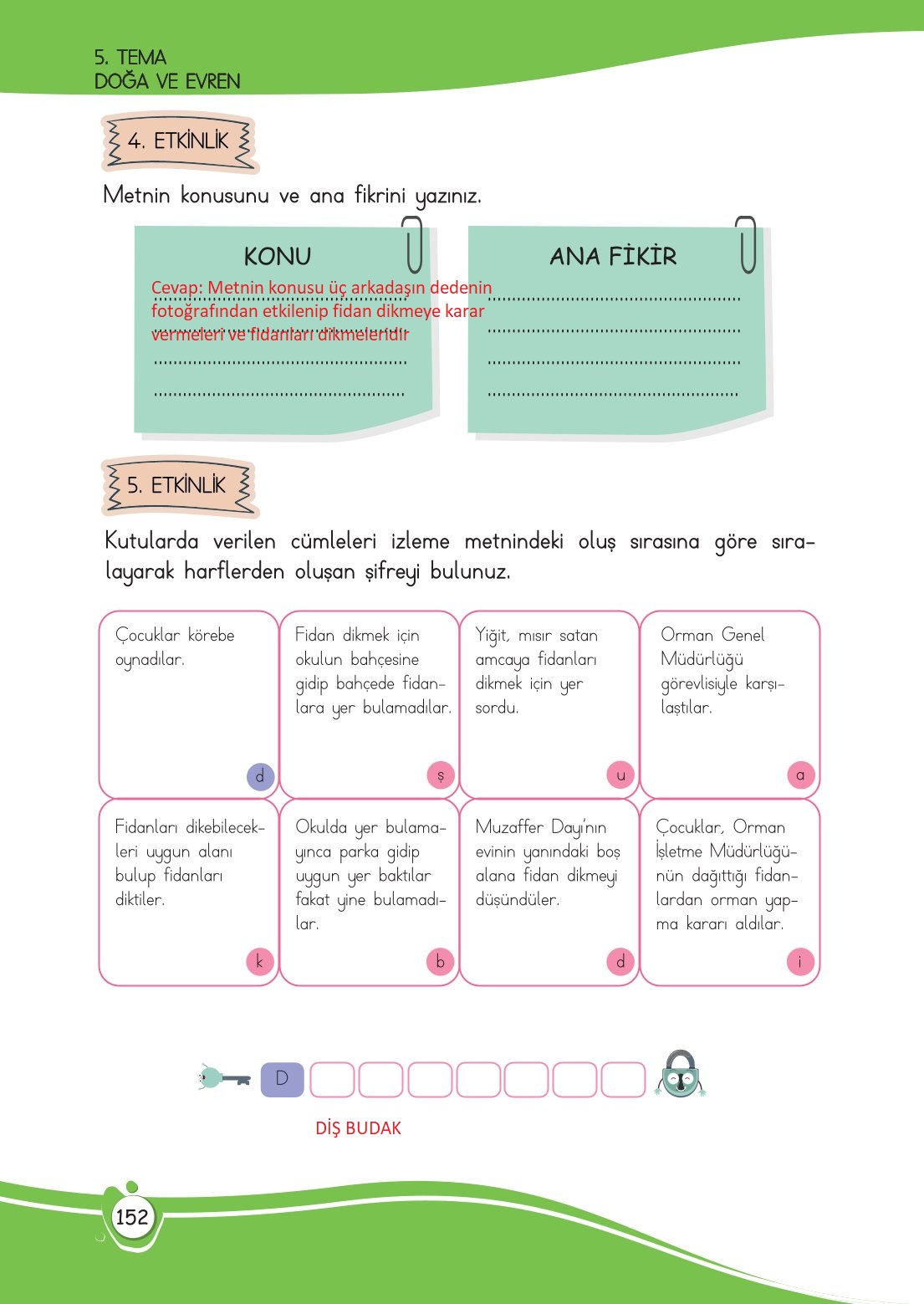 4. Sınıf Meb Yayınları Türkçe Ders Kitabı Sayfa 0152 Cevapları