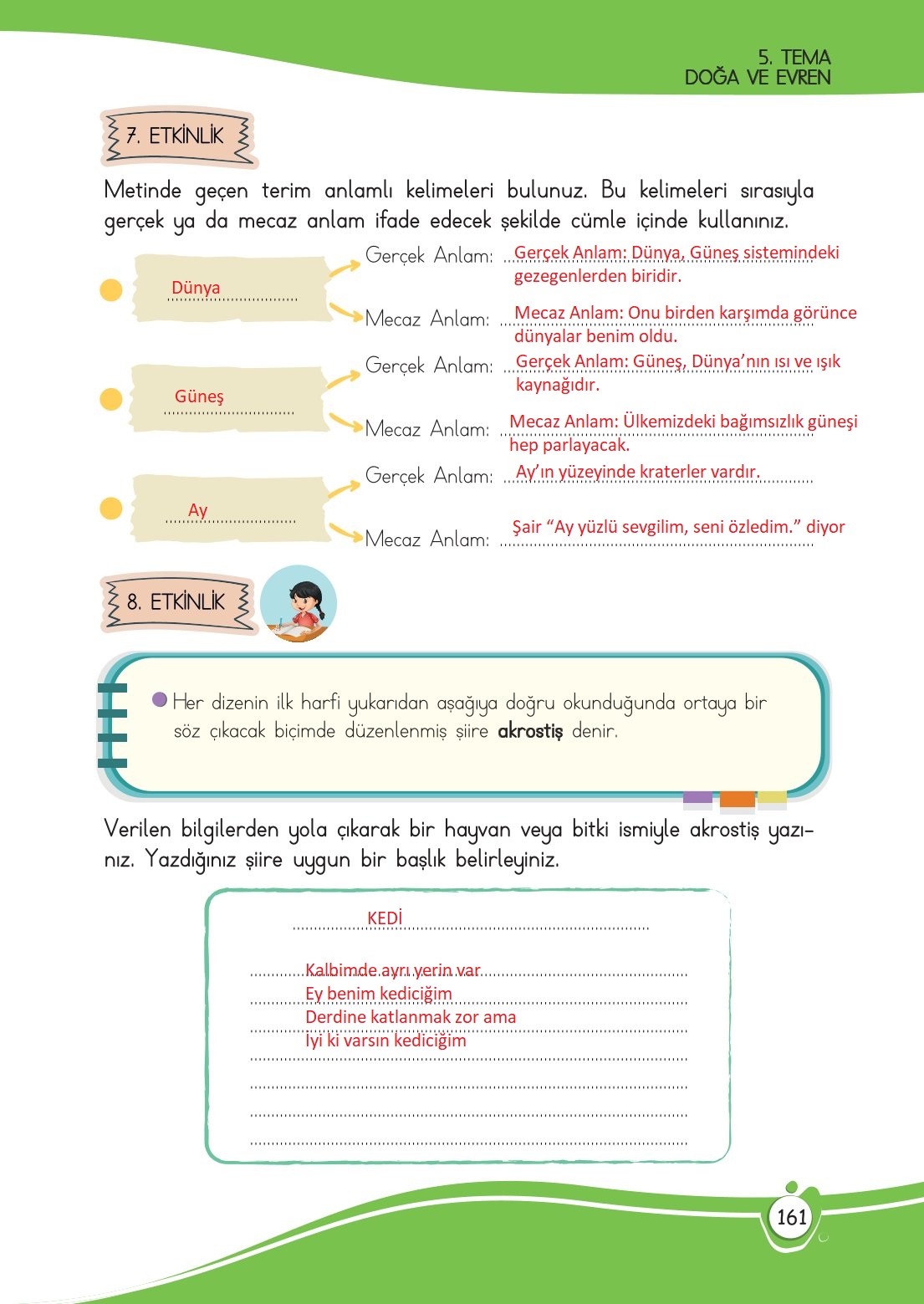 4. Sınıf Meb Yayınları Türkçe Ders Kitabı Sayfa 0161 Cevapları