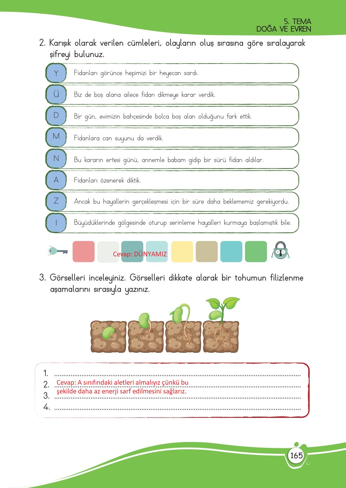 4. Sınıf Meb Yayınları Türkçe Ders Kitabı Sayfa 0165 Cevapları