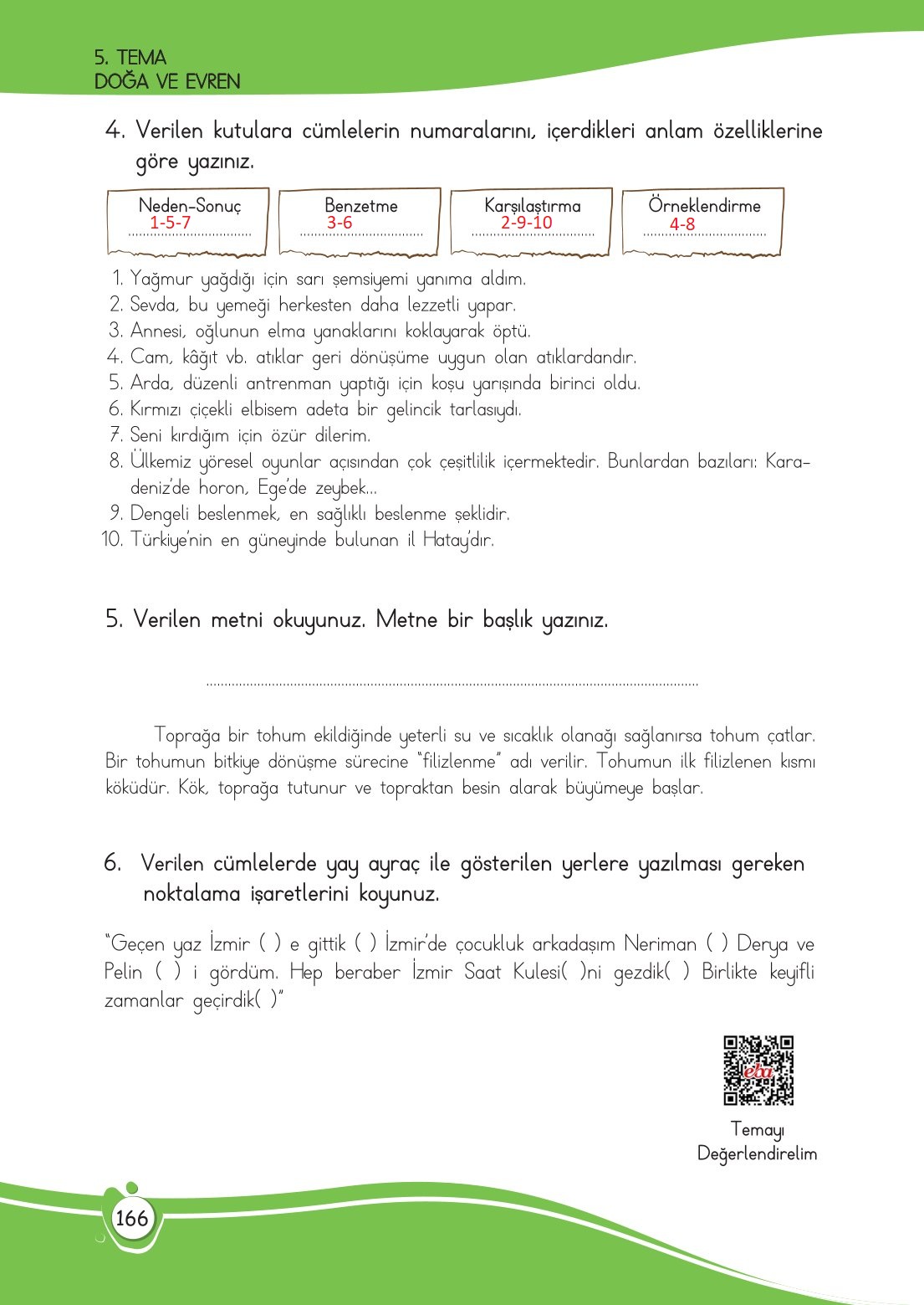 4. Sınıf Meb Yayınları Türkçe Ders Kitabı Sayfa 0166 Cevapları