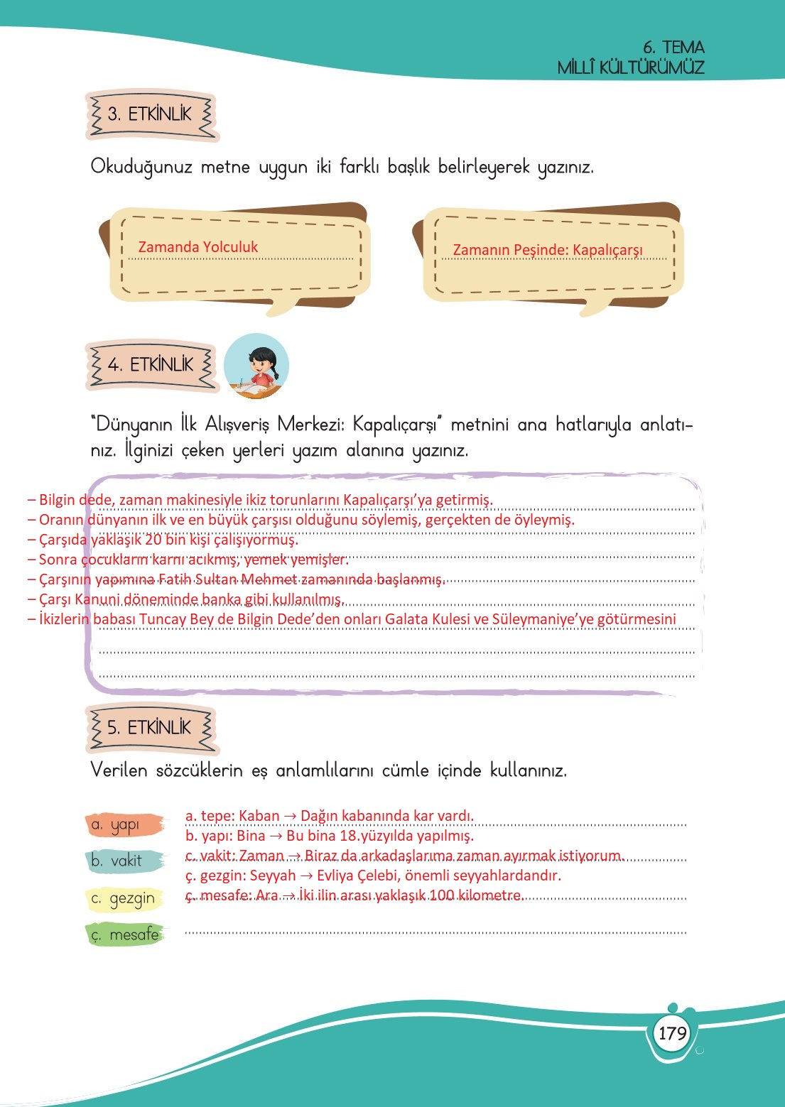 4. Sınıf Meb Yayınları Türkçe Ders Kitabı Sayfa 0179 Cevapları