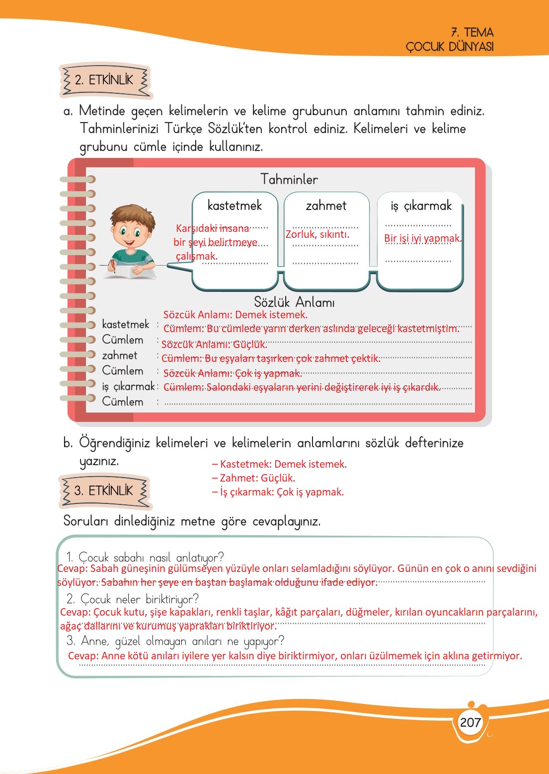 4. Sınıf Meb Yayınları Türkçe Ders Kitabı Sayfa 0207 Cevapları
