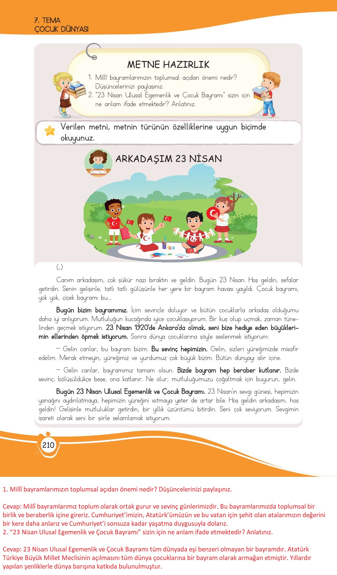 4. Sınıf Meb Yayınları Türkçe Ders Kitabı Sayfa 0210 Cevapları